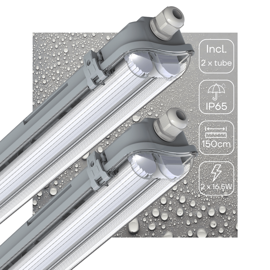 2 PACK -LED's Light Dubbele LED TL lamp 150 cm - compleet met LED buizen - Binnen en buiten - 6120 lm - 2x16.5W - 4000K - 185lm/w - Energielabel B LED.nl