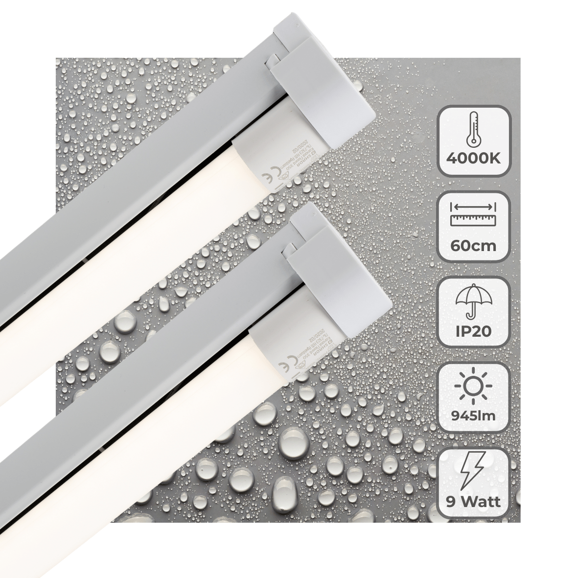 2 PACK - LED's Light LED licht balk 60 cm voor binnen - Armatuur inclusief LED TL buis - 1000 lm TL verlichting LED.nl