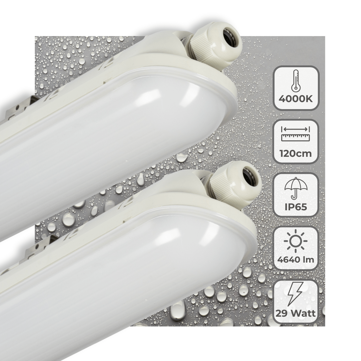 2 PACK - LED's Light Pro LED TL armatuur compleet 120 cm - Waterdicht - 4640 lm TL verlichting LED.nl