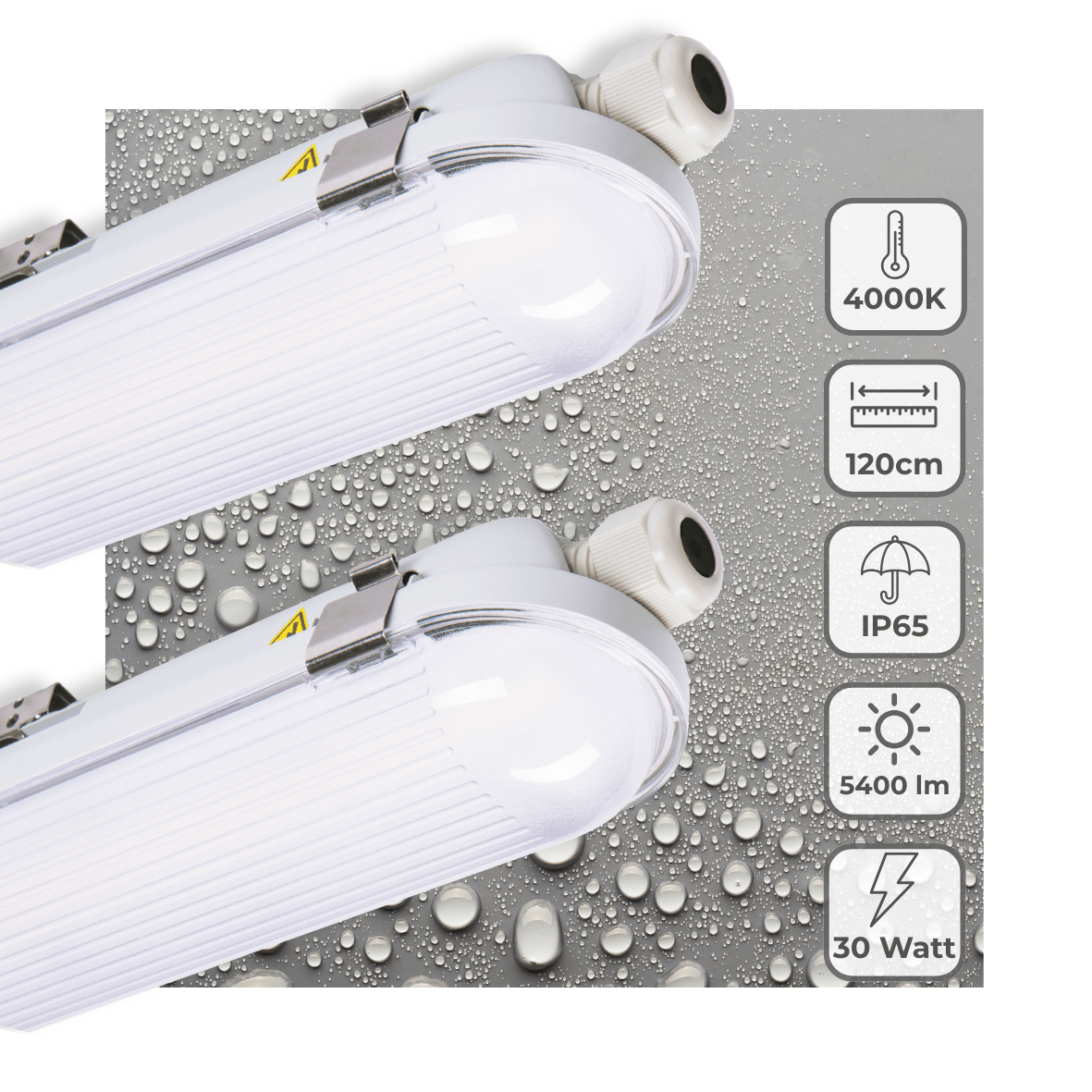 2 PACK - LED's Light Pro Philipps TL armatuur met strip 120 cm - Koppelbaar - Power switch - Energielabel B - 5400 lm - 185lm/w - 30W - 4000K TL verlichting LED.nl
