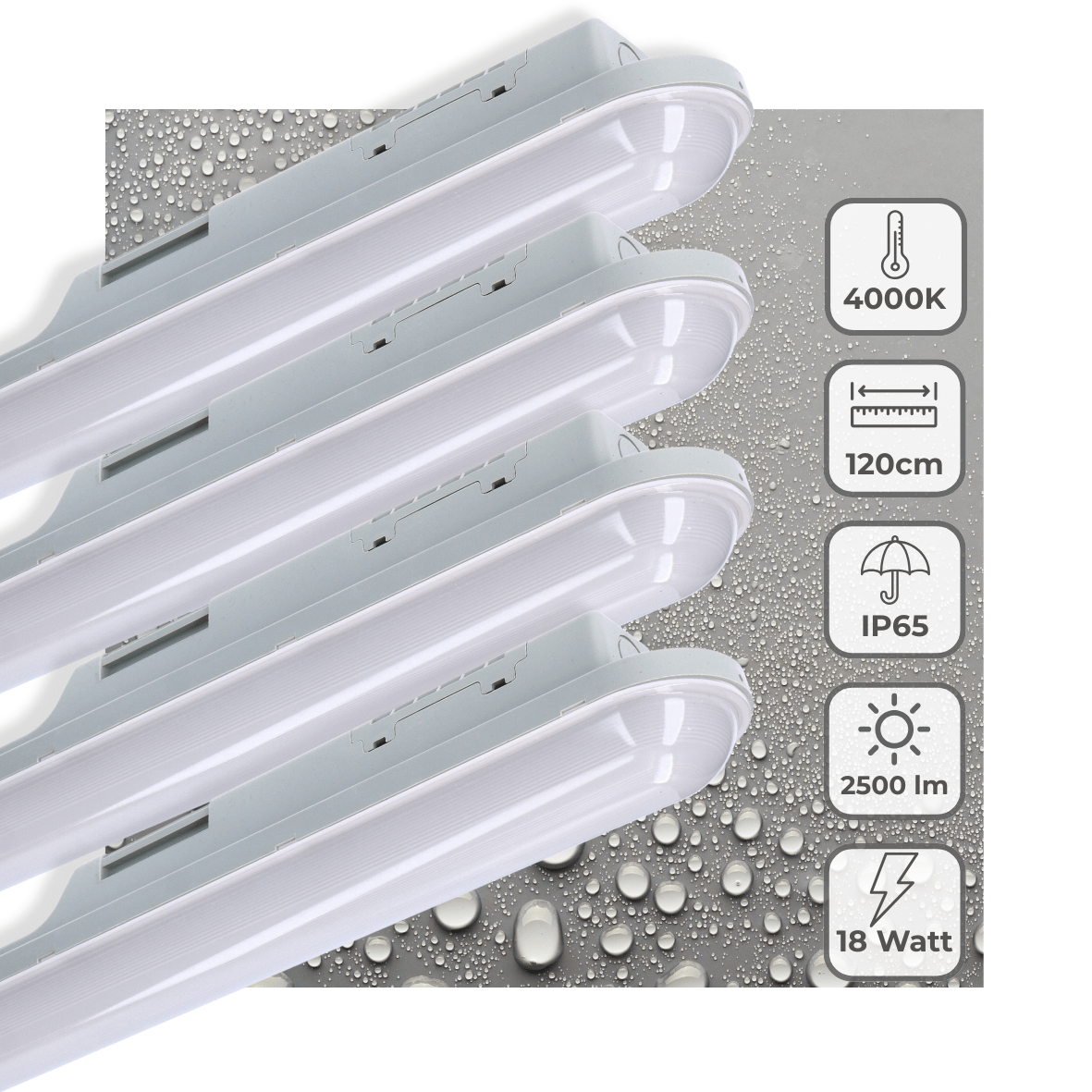 4 PACK - LED's Light Universele LED TL verlichting compleet 120 cm - voor binnen en buiten - 2500 lm TL verlichting LED.nl