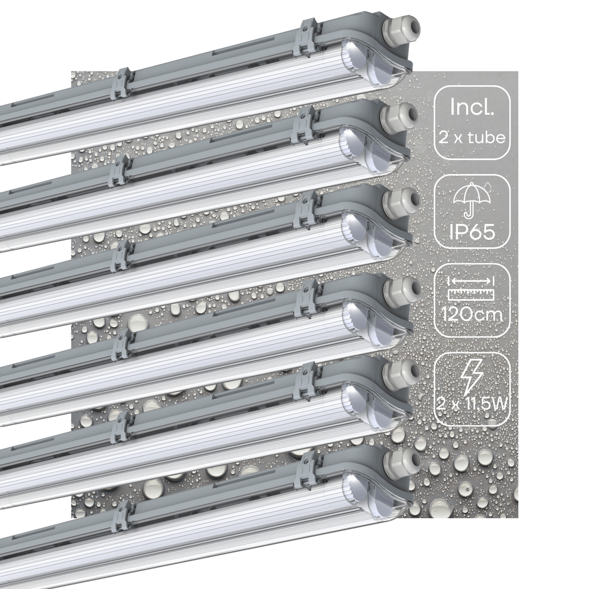 6 PACK - LED's Light Dubbele LED TL lamp 120 cm - compleet met LED buizen - Binnen en buiten - 4260 lm - 4000K - 2x11.5W - 185lm/w - Energielabel B LED.nl