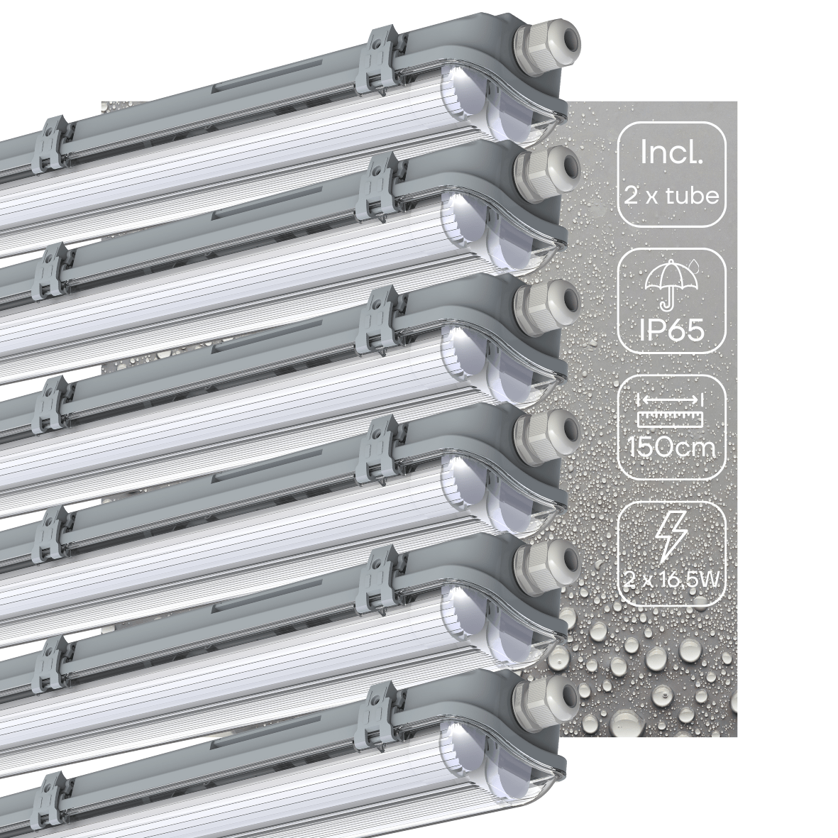 6 PACK - LED's Light Dubbele LED TL lamp 150 cm - compleet met LED buizen - Binnen en buiten - 6120 lm - 2x16.5W - 4000K - 185lm/w - Energielabel B LED.nl