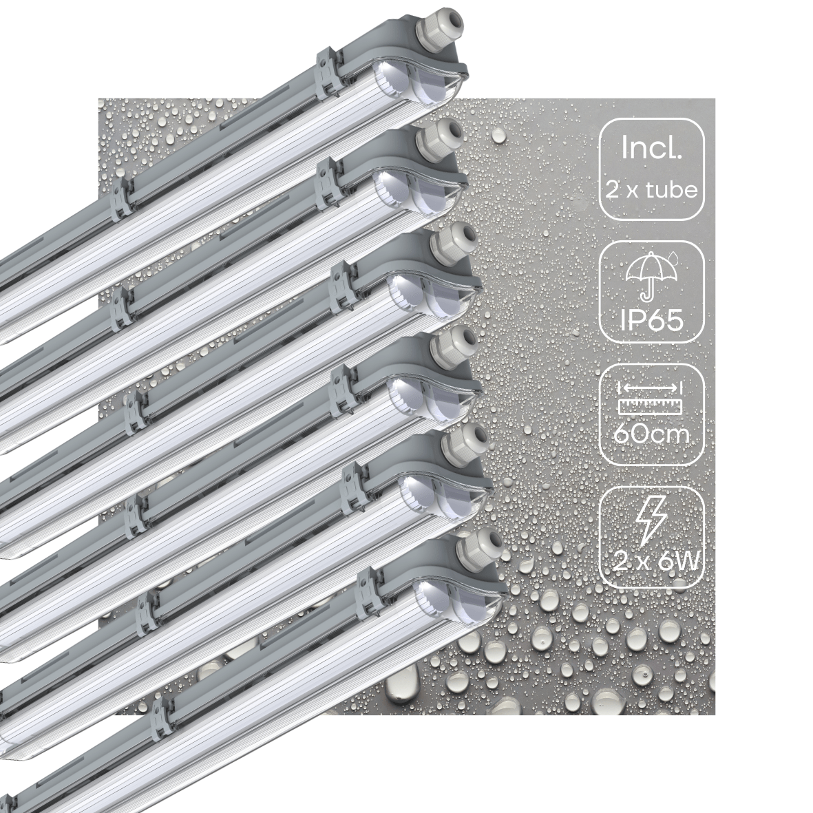 6 PACK - LED's Light Dubbele LED TL lamp 60 cm - compleet met LED buizen - Binnen en buiten - 2200 lm - 2x6W - 4000K LED.nl