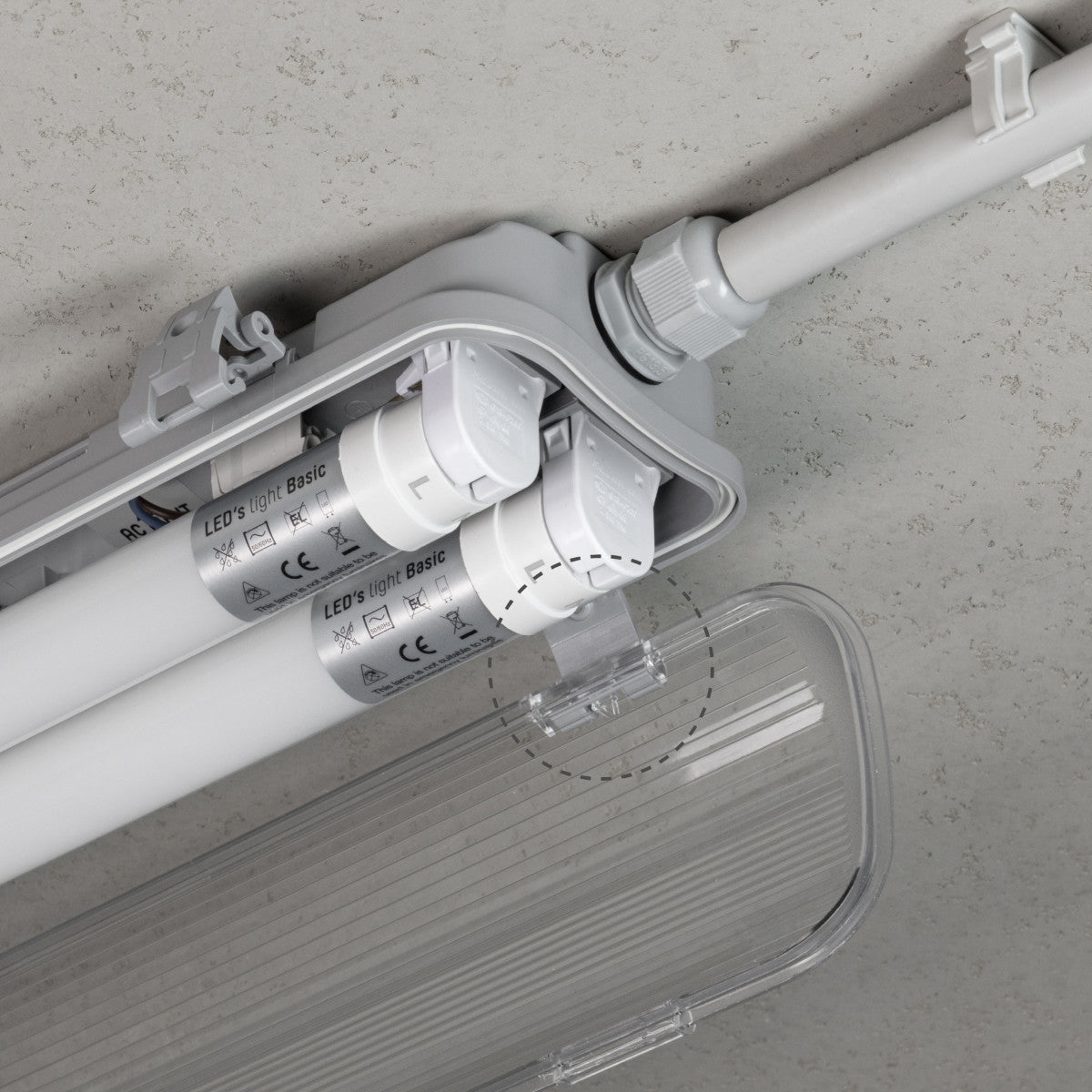 LED's Light LED TL dubbel armatuur 150 cm - warm wit licht 4000K - Compleet met 2 LED TL buizen 150 cm - 5760lm TL verlichting LED.nl