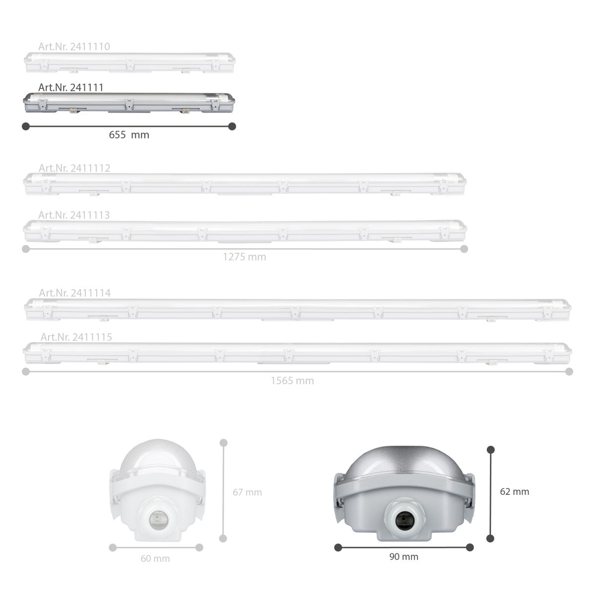 LED's Light LED TL dubbel armatuur 60 cm - Compleet met 2 LED TL buizen 60 cm - 2160lm TL verlichting LED.nl