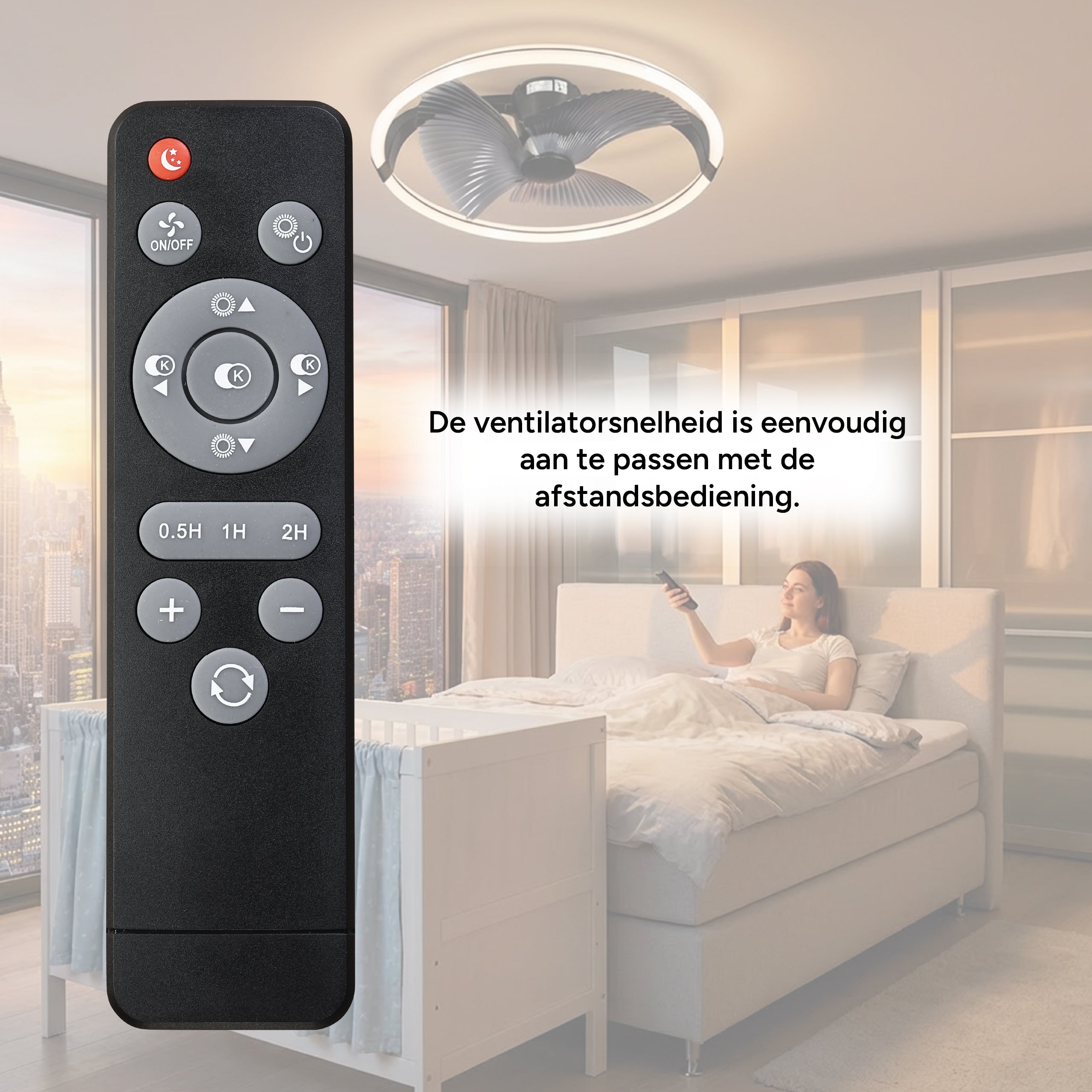 LED's Light Plafondventilator XL 74 cm - Bedienbaar met afstandsbediening - Zwart Plafondventilatoren LED.nl