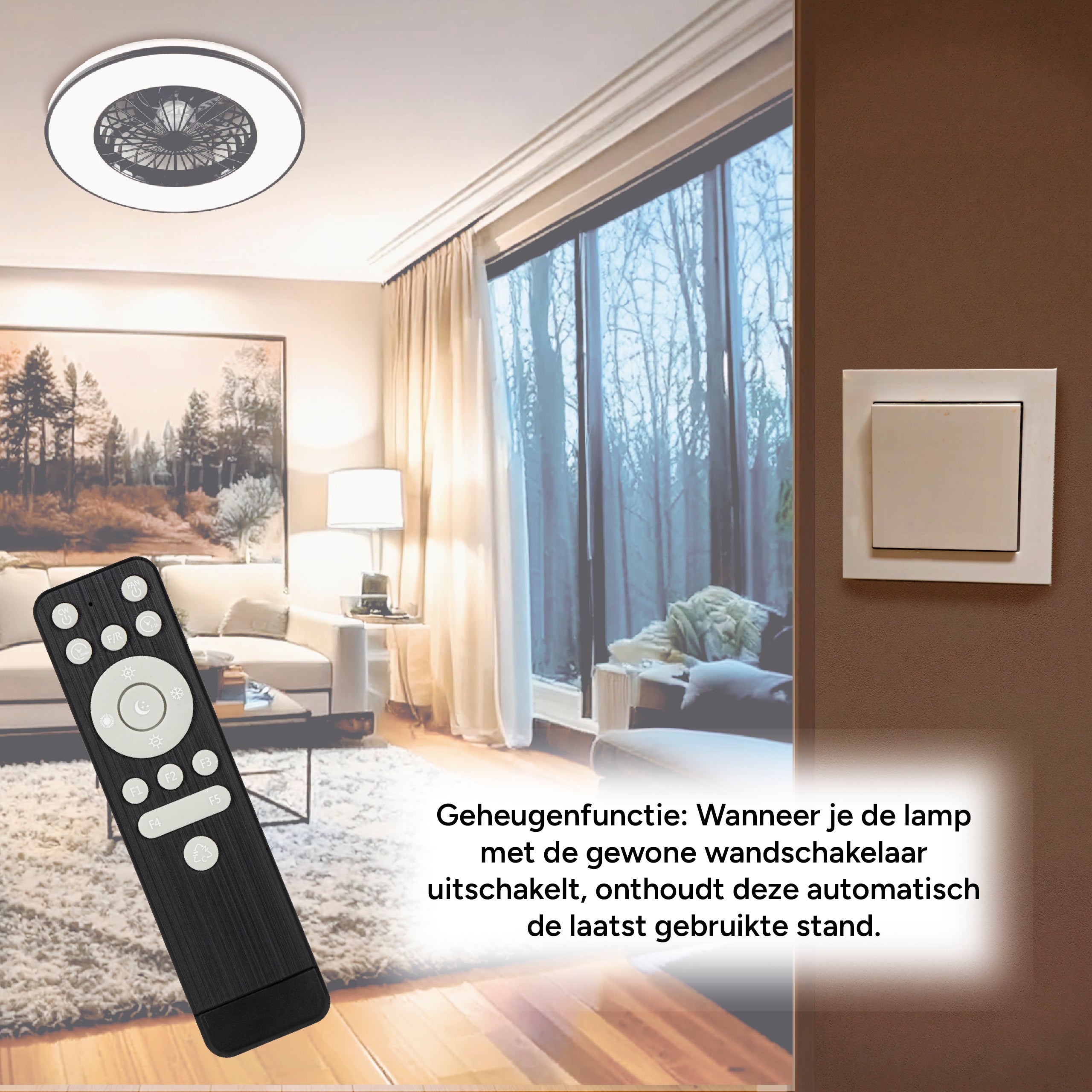 LED's Light Plafondventilator met verlichting zwart - 48,5 cm Plafondventilatoren LED.nl