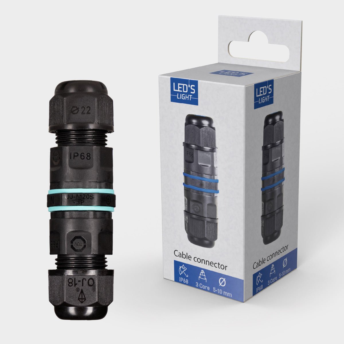 Kabelverbinder I connector - Voor kabels van 5 tot 10 mm - voor buiten en binnen - Zwart Kabelverbinders LED.nl