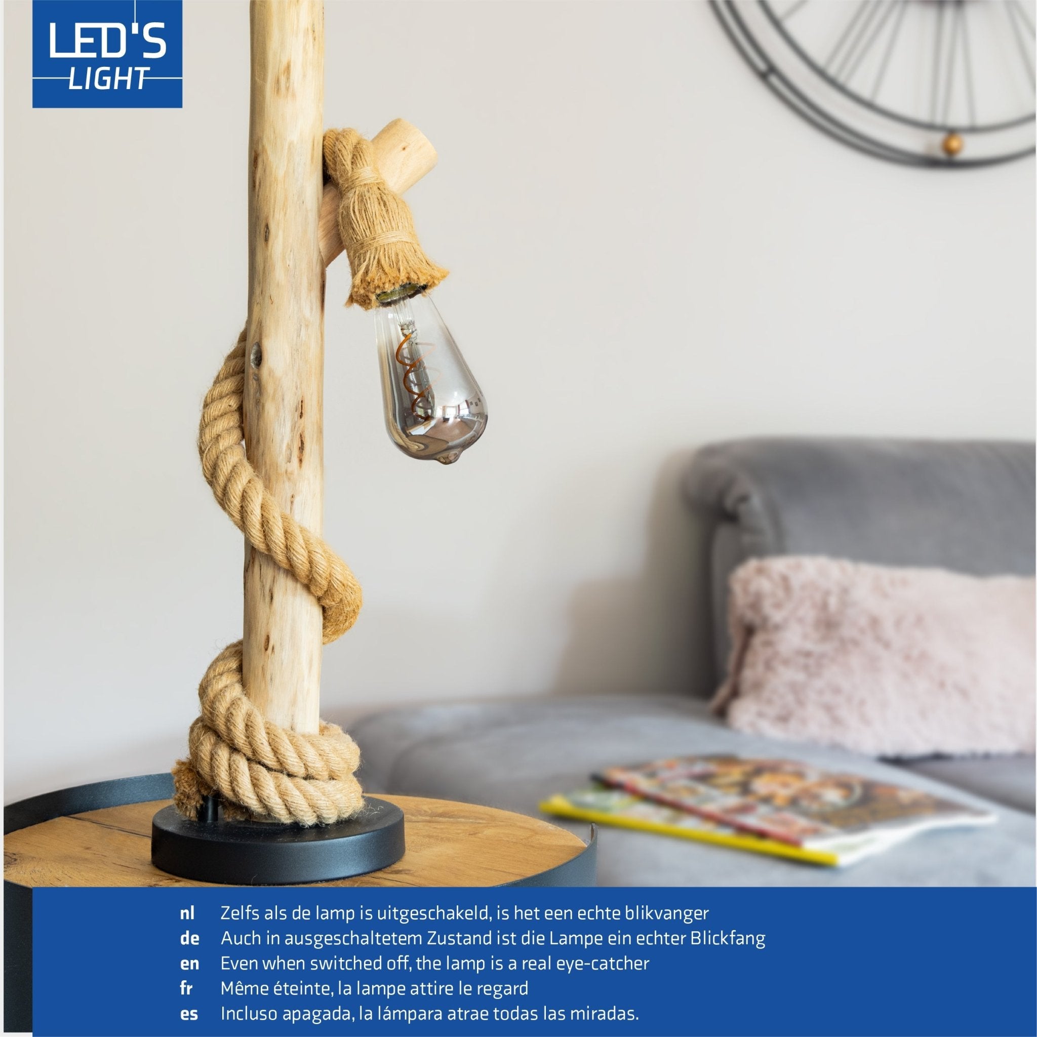 LED Lamp smokey E27 - Nostalgisch retro - Dimbaar warm wit licht - Edison ST64 Dimbare filament lampen LED.nl