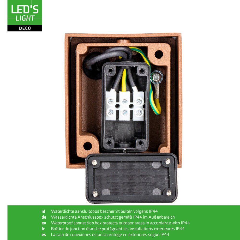 LED's Light Buitenlamp kubus - Wandarmatuur - 1xGU10 - Roestkleurig - IP44 Wandlampen LED.nl