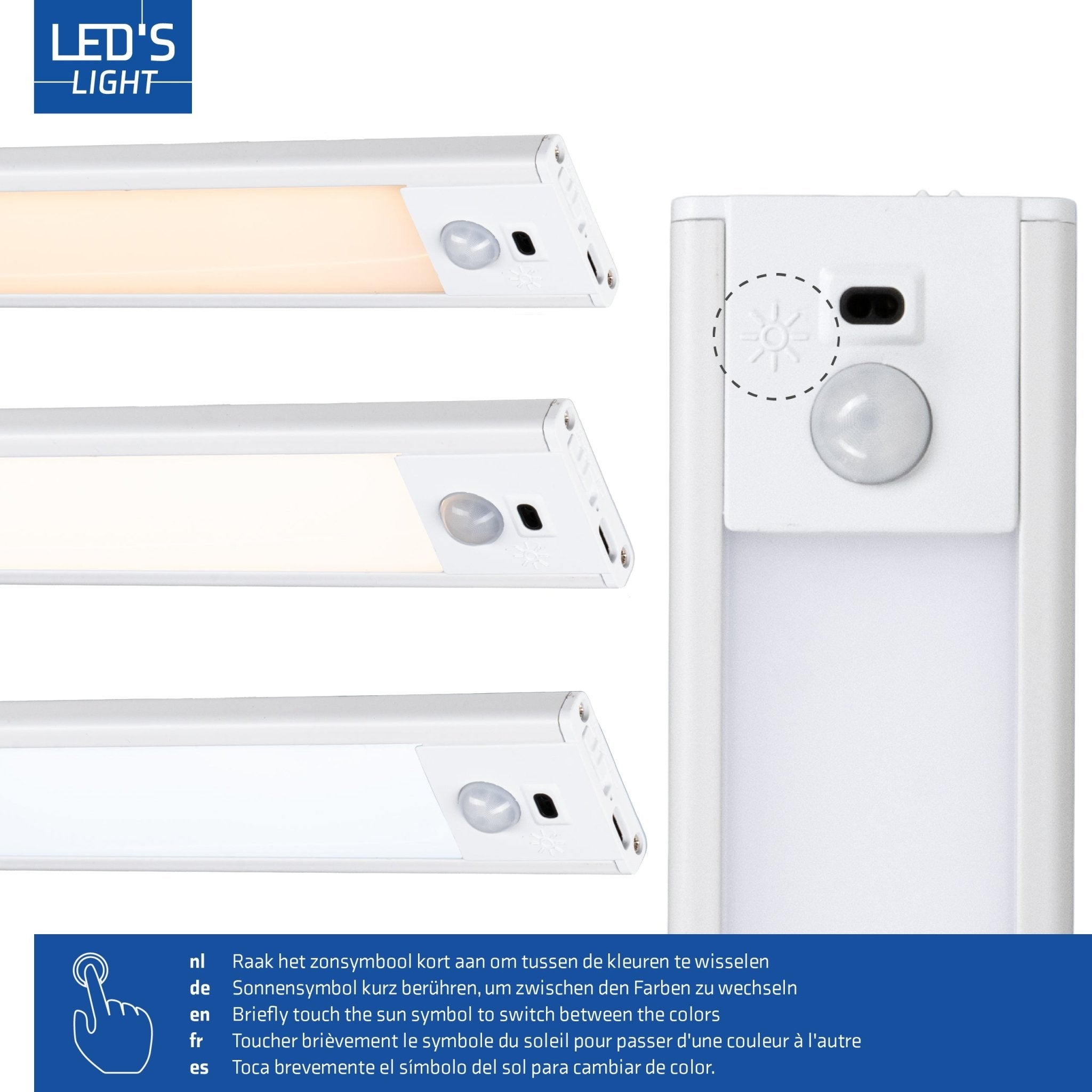 LED's Light Kastverlichting met sensor 40 cm - Oplaadbaar en draadloos - zwaai- en bewegingssensor - wit Kastverlichting LED.nl