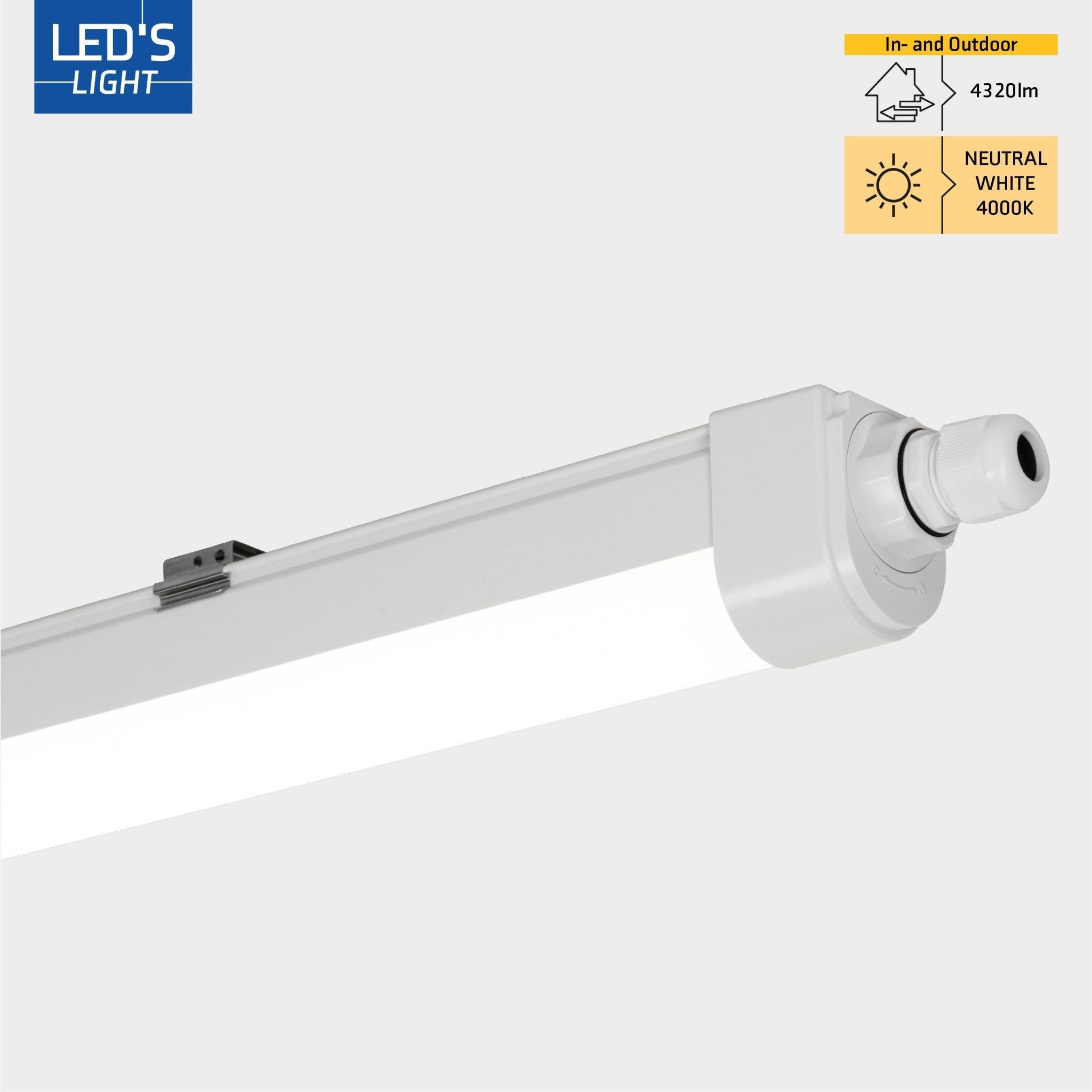 LED's Light LED TL lamp compleet - 36W, 120cm Type, 4320lm 4000K - IP65 IK08 - Koppelbaar TL verlichting LED.nl