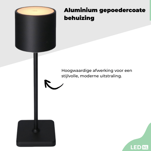 LED's Light Oplaadbare LED Tafellamp - Dimbaar via aanraking - Binnen en buiten - Wit Tafellampenen LED.nl