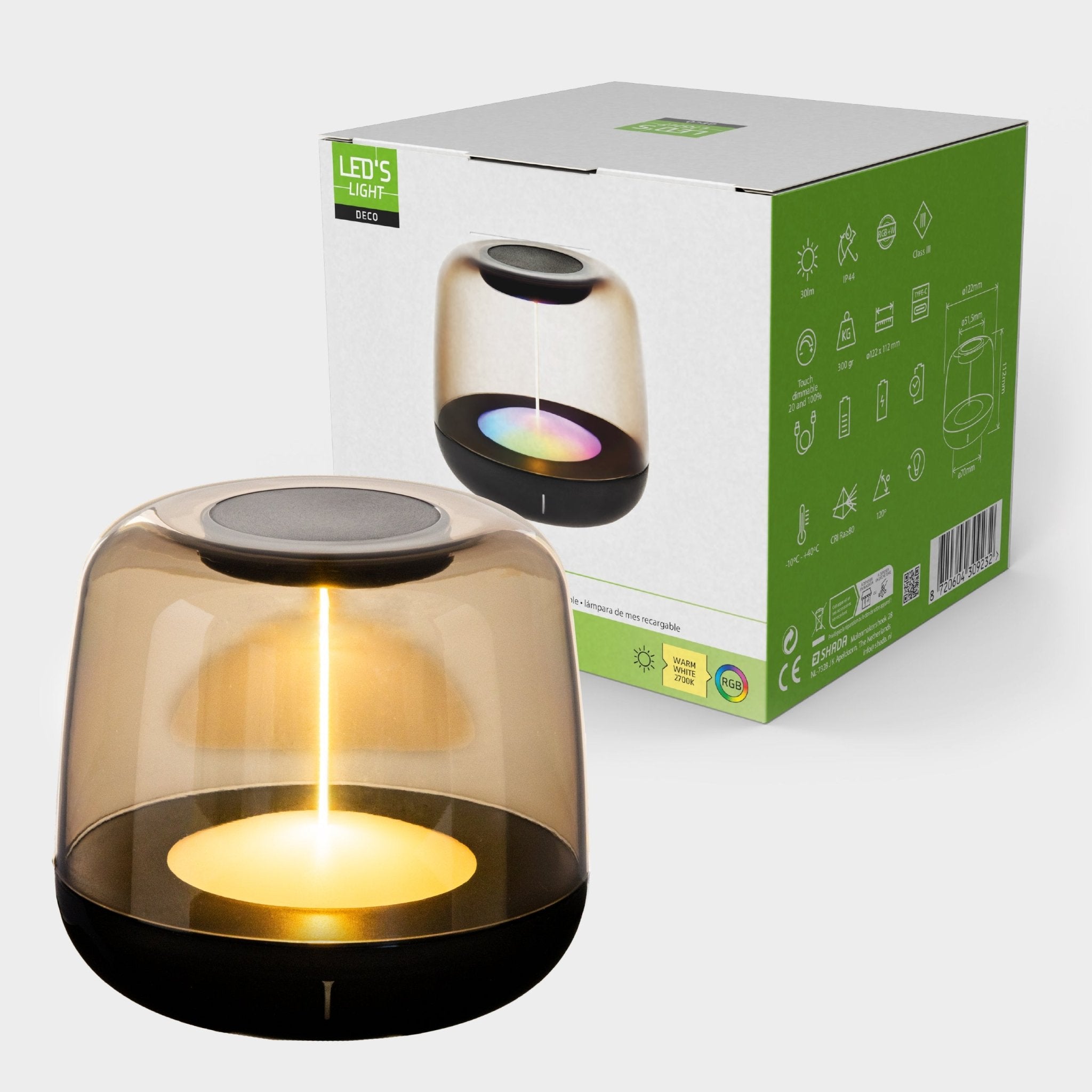 LED's Light Oplaadbare tafellamp op accu - lichtspiraal - Binnen & Buiten - RGBW Tafellampenen LED.nl