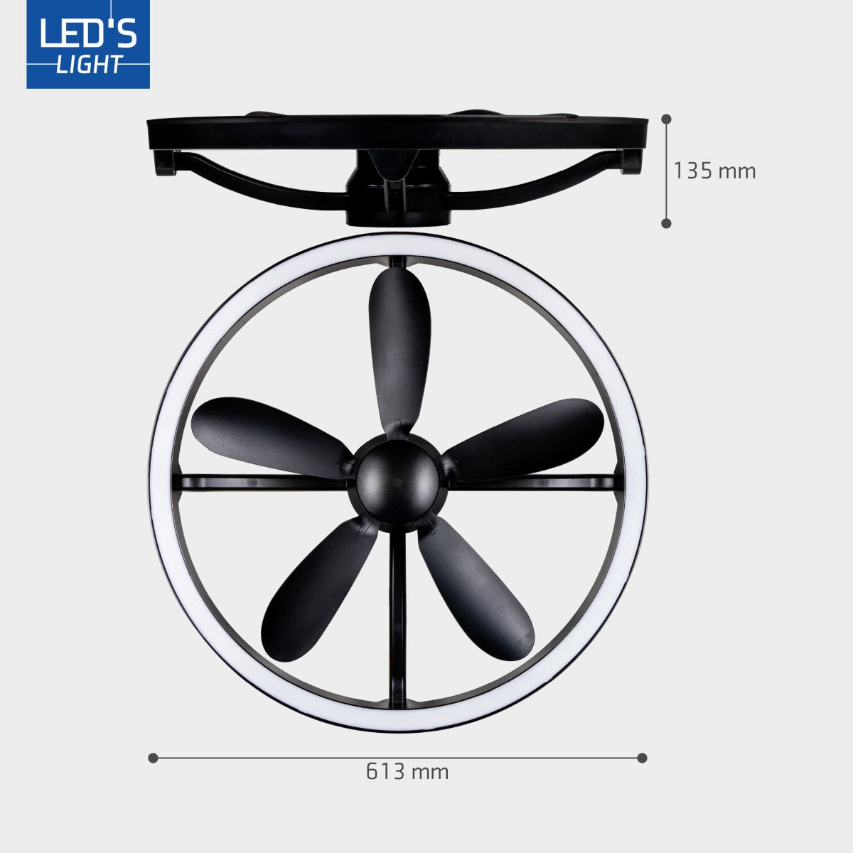 LED's Light Plafond ventilator met lamp Zwart 61,3cm - 27W - 2500lm - Verstelbare kleurtemperatuur - Dimbaar - Incl afstandbediening Plafondventilatoren LED.nl