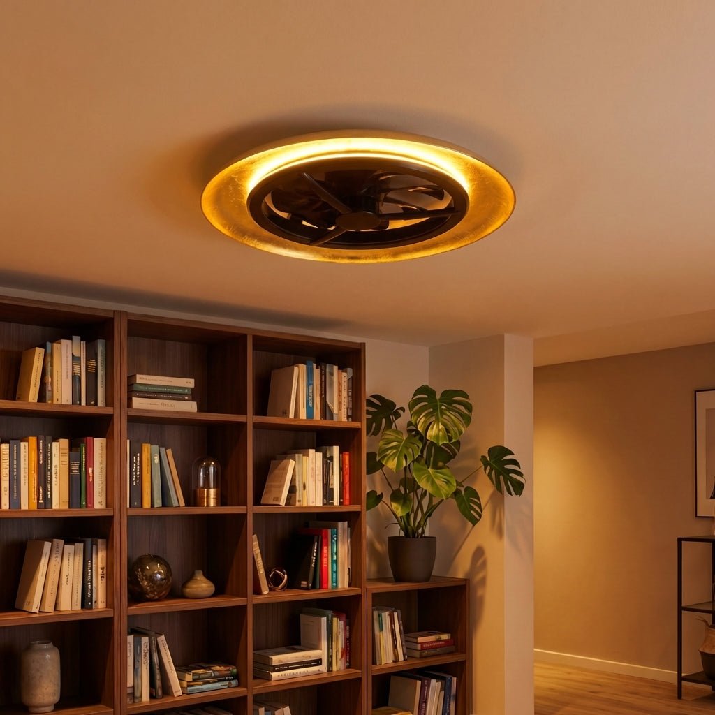 LED's Light Plafondventilator met lamp Goud met Zwart 55W 4300lm 1800K/4000K 55cm Plafondventilatoren LED.nl