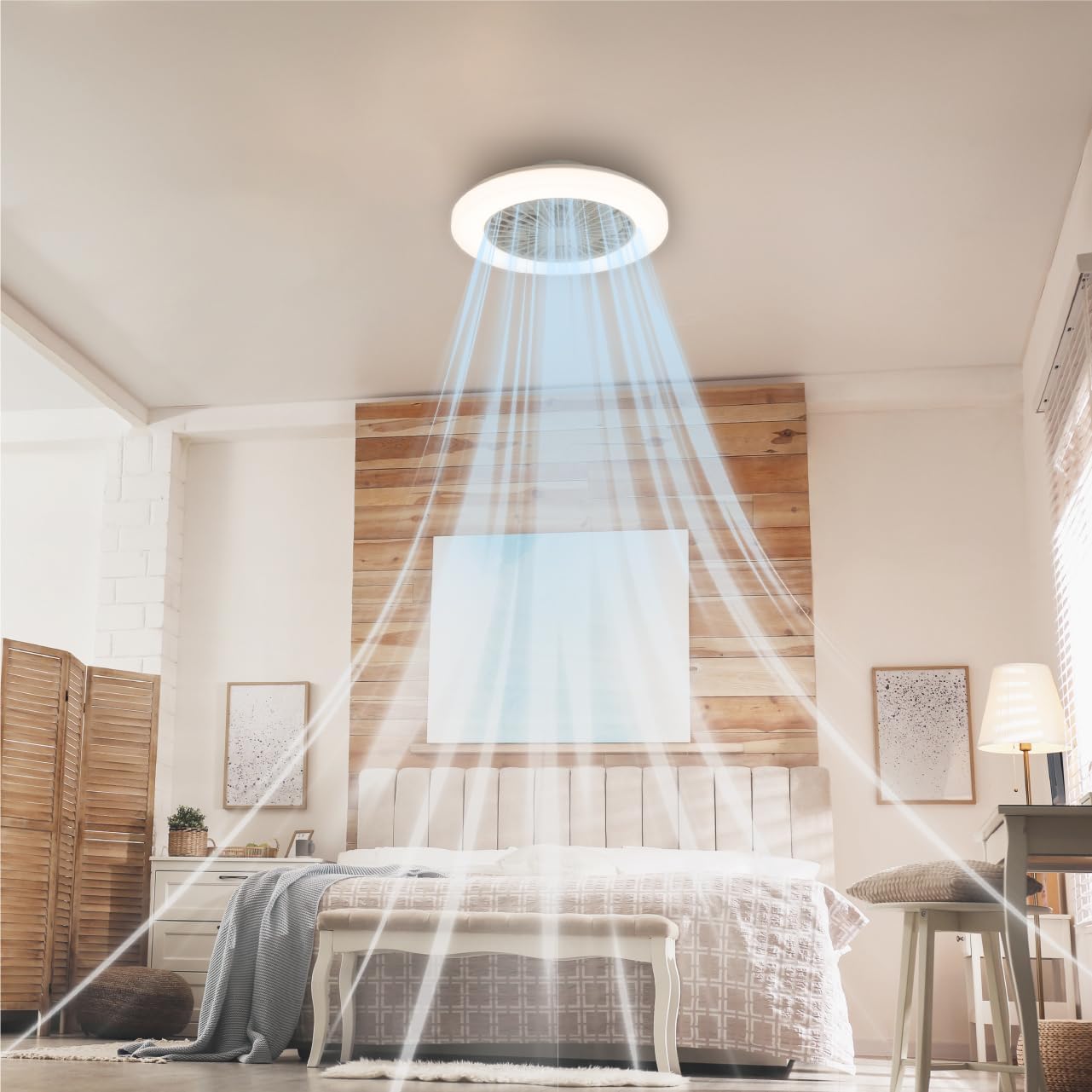 LED’s Light plafondventilator met verlichting 48 cm – Ventilatiesnelheid en bediening met afstandsbediening - Wit Plafondventilatoren LED.nl