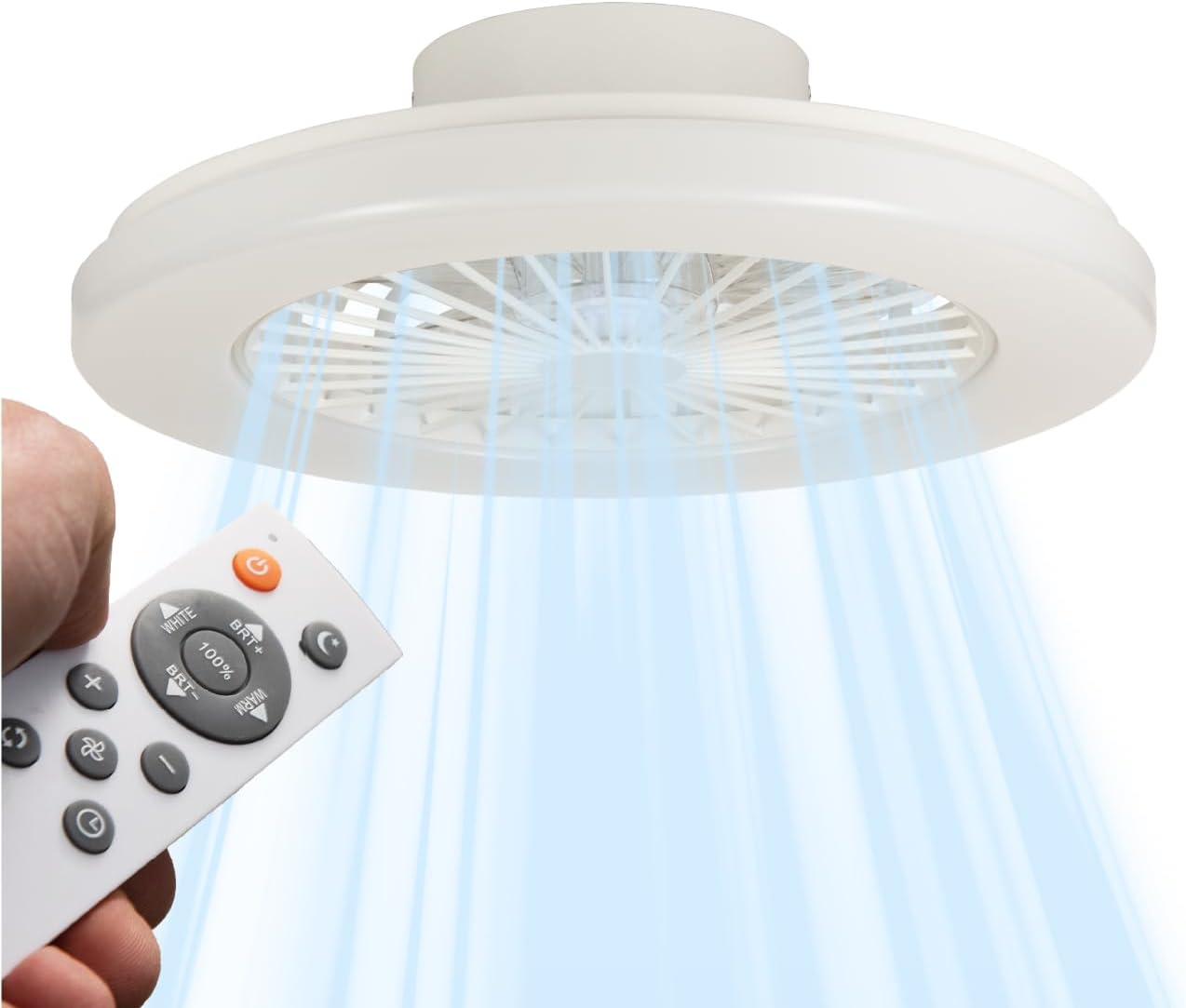 LED’s Light plafondventilator met verlichting 48 cm – Ventilatiesnelheid en bediening met afstandsbediening - Wit Plafondventilatoren LED.nl