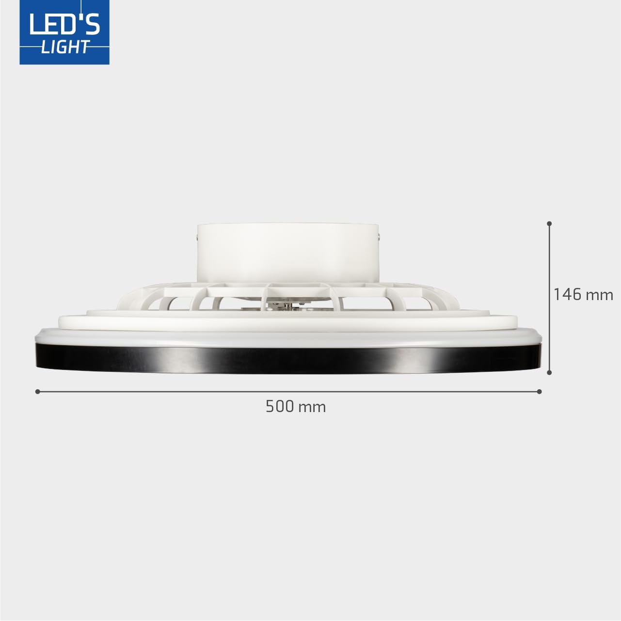 LED’s Light plafondventilator met verlichting 48 cm – Ventilatiesnelheid en bediening met afstandsbediening - Zwart Plafondventilatoren LED.nl