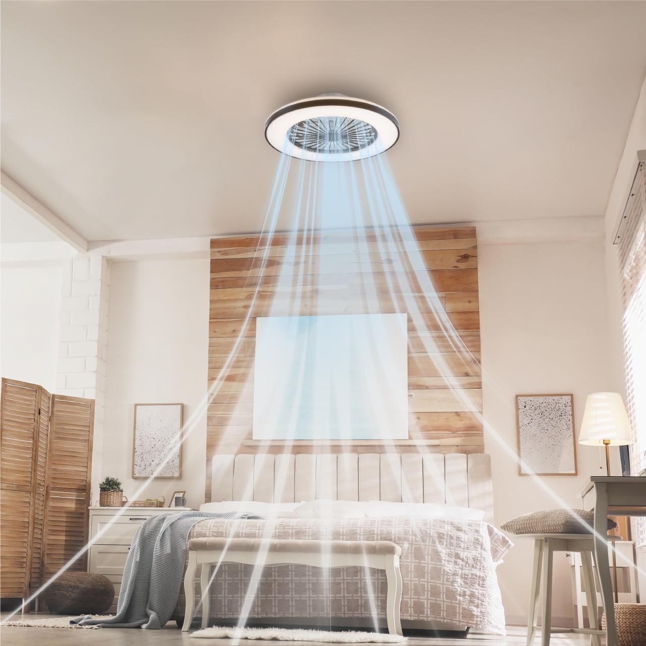 LED’s Light plafondventilator met verlichting 48 cm – Ventilatiesnelheid en bediening met afstandsbediening - Zwart Plafondventilatoren LED.nl