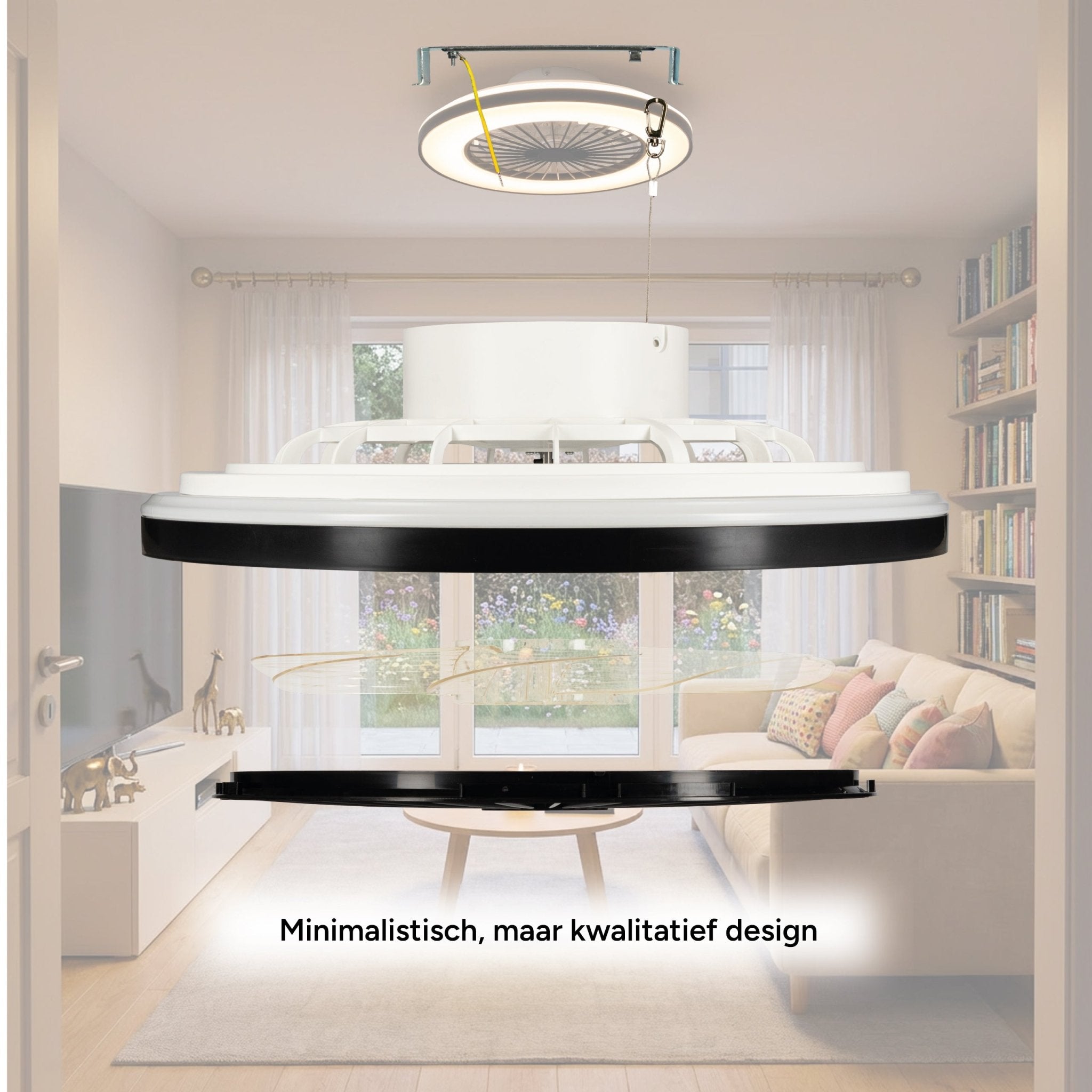 LED’s Light plafondventilator met verlichting 48 cm – Ventilatiesnelheid en bediening met afstandsbediening - Zwart Plafondventilatoren LED.nl