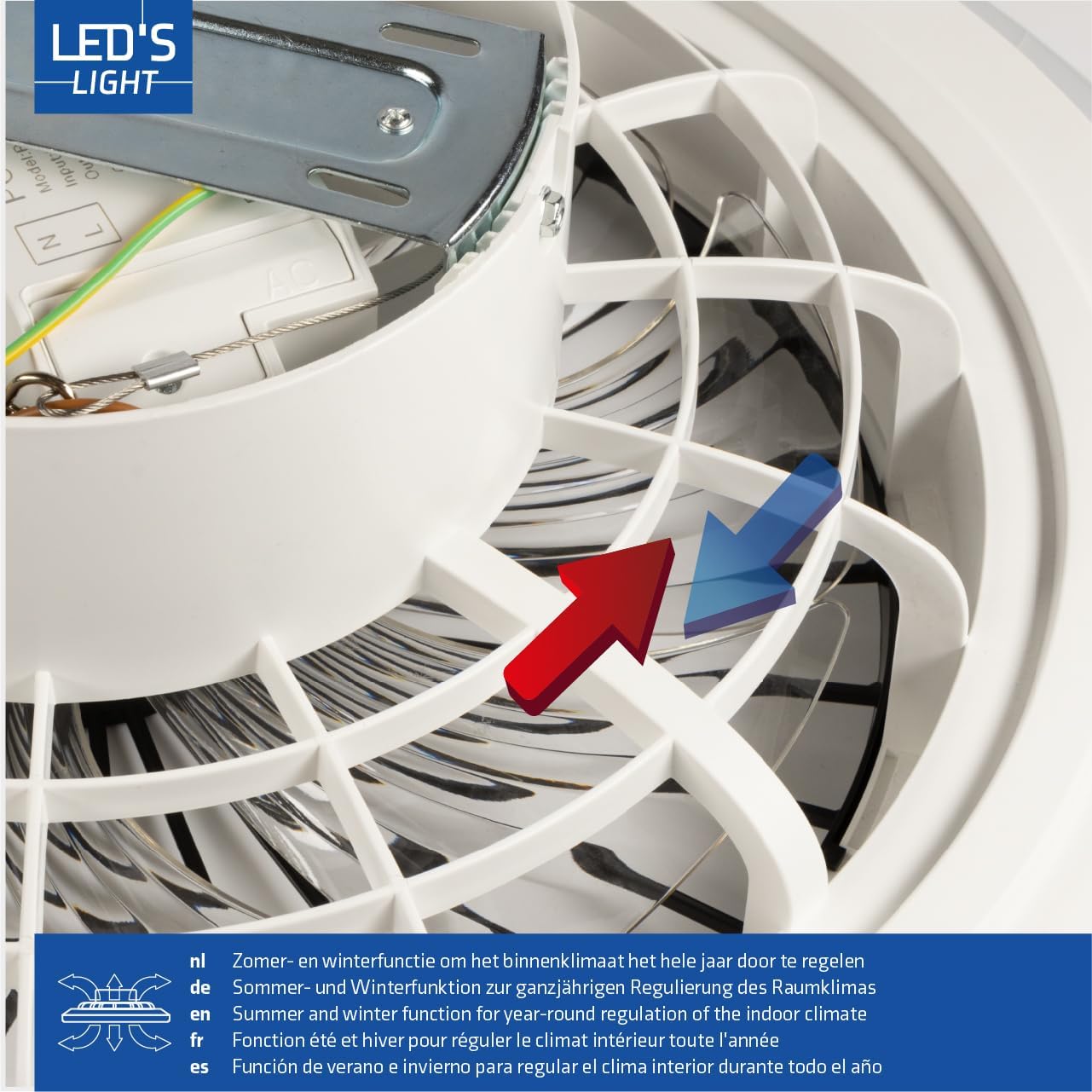 LED’s Light plafondventilator met verlichting 48 cm – Ventilatiesnelheid en bediening met afstandsbediening - Zwart Plafondventilatoren LED.nl