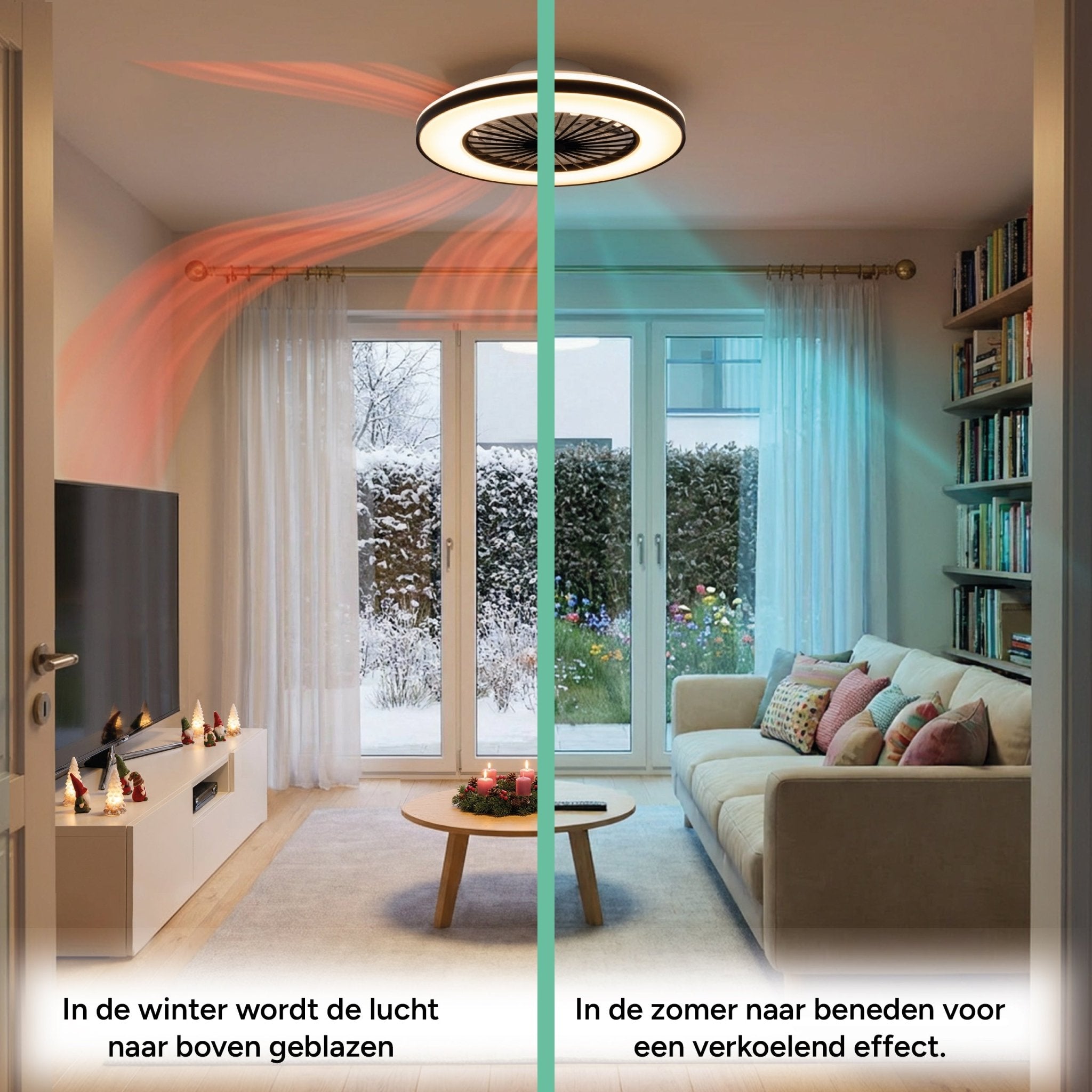 LED’s Light plafondventilator met verlichting 48 cm – Ventilatiesnelheid en bediening met afstandsbediening - Zwart Plafondventilatoren LED.nl