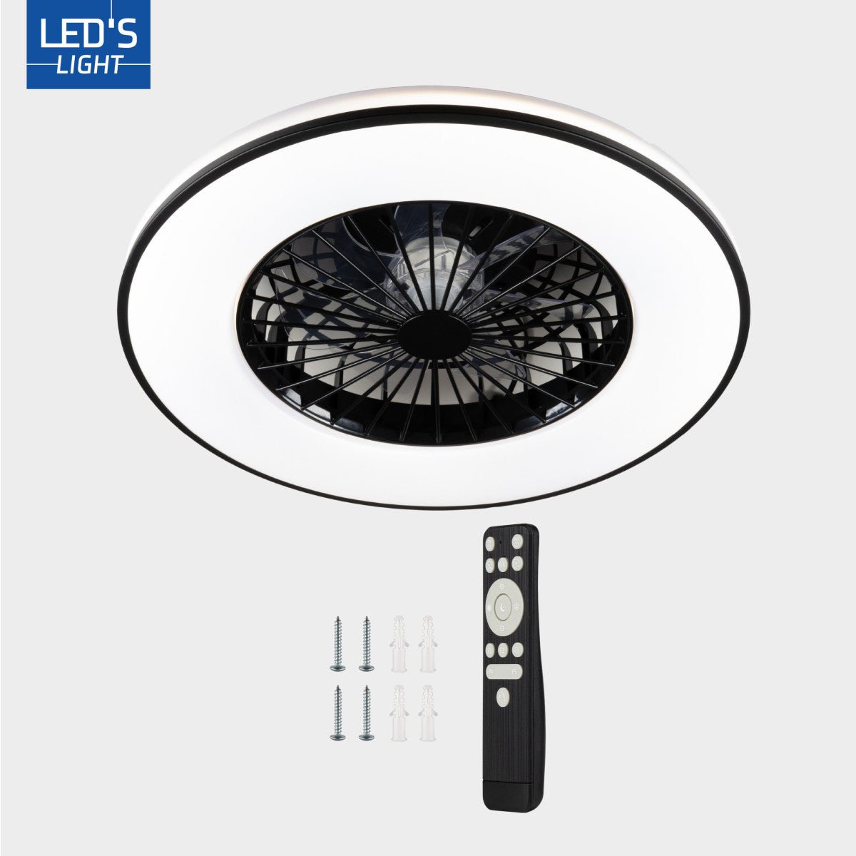 LED's Light Plafondventilator met verlichting zwart - 48,5 cm Plafondventilatoren LED.nl
