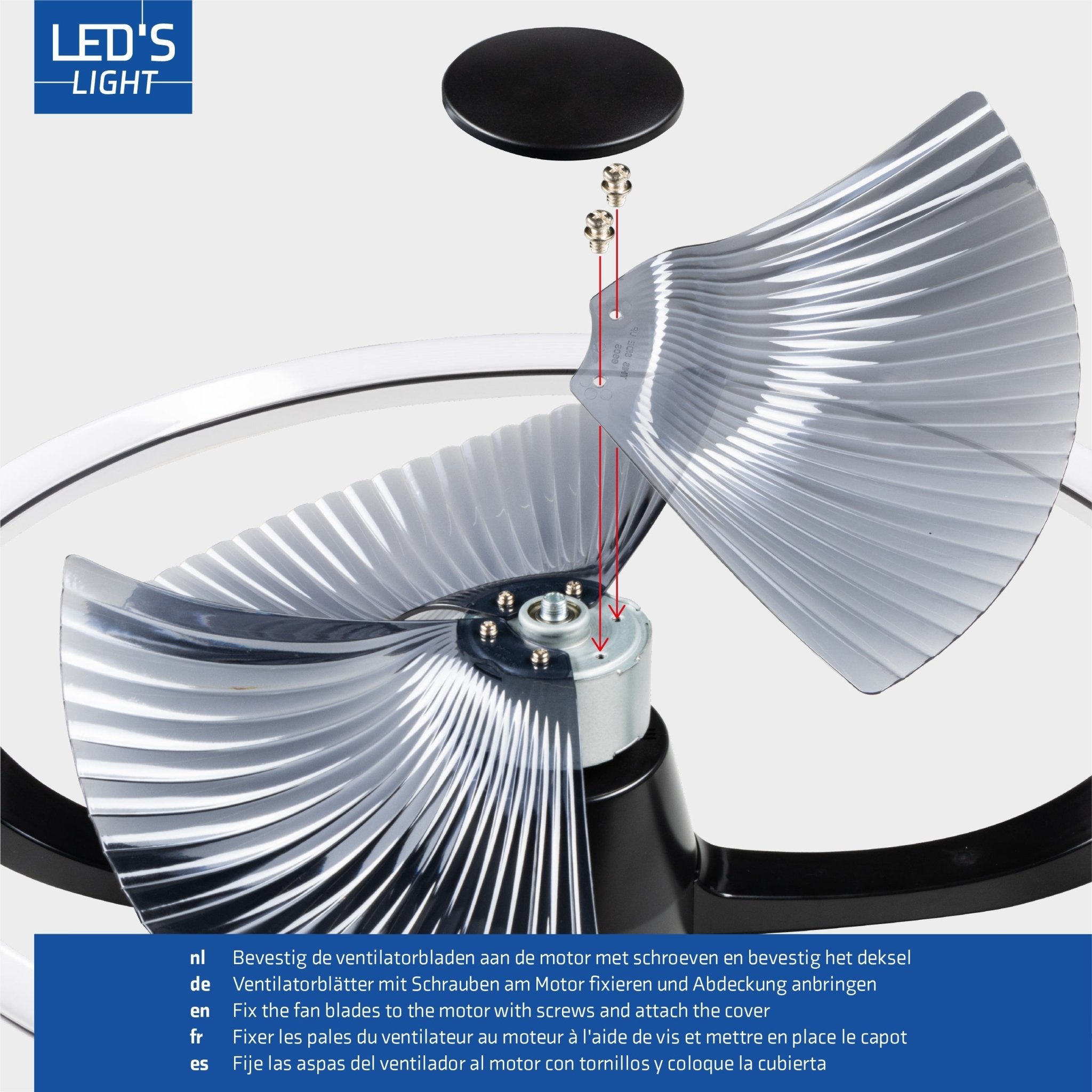 LED's Light Plafondventilator XL 74 cm - Bedienbaar met afstandsbediening - Zwart Plafondventilatoren LED.nl