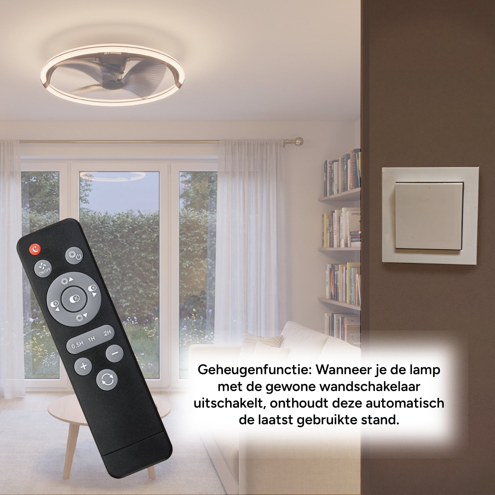 LED's Light Plafondventilator XL 74 cm - Bedienbaar met afstandsbediening - Zwart Plafondventilatoren LED.nl