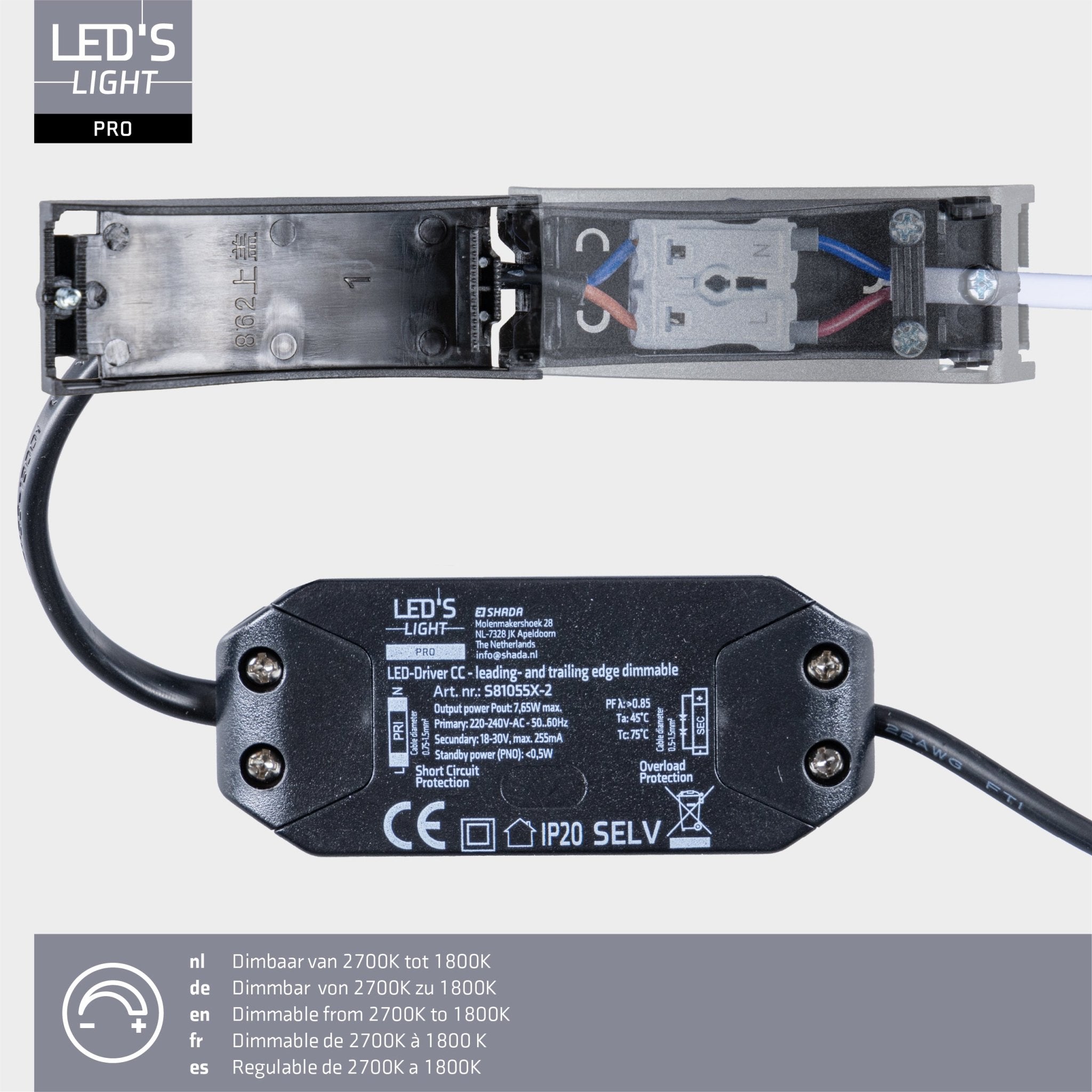 LED's Light PRO downlight inbouwspot Ø 68mm - Kantelbaar - Spatwaterdicht - Dim to Warm - Zwart Inbouwspots LED.nl