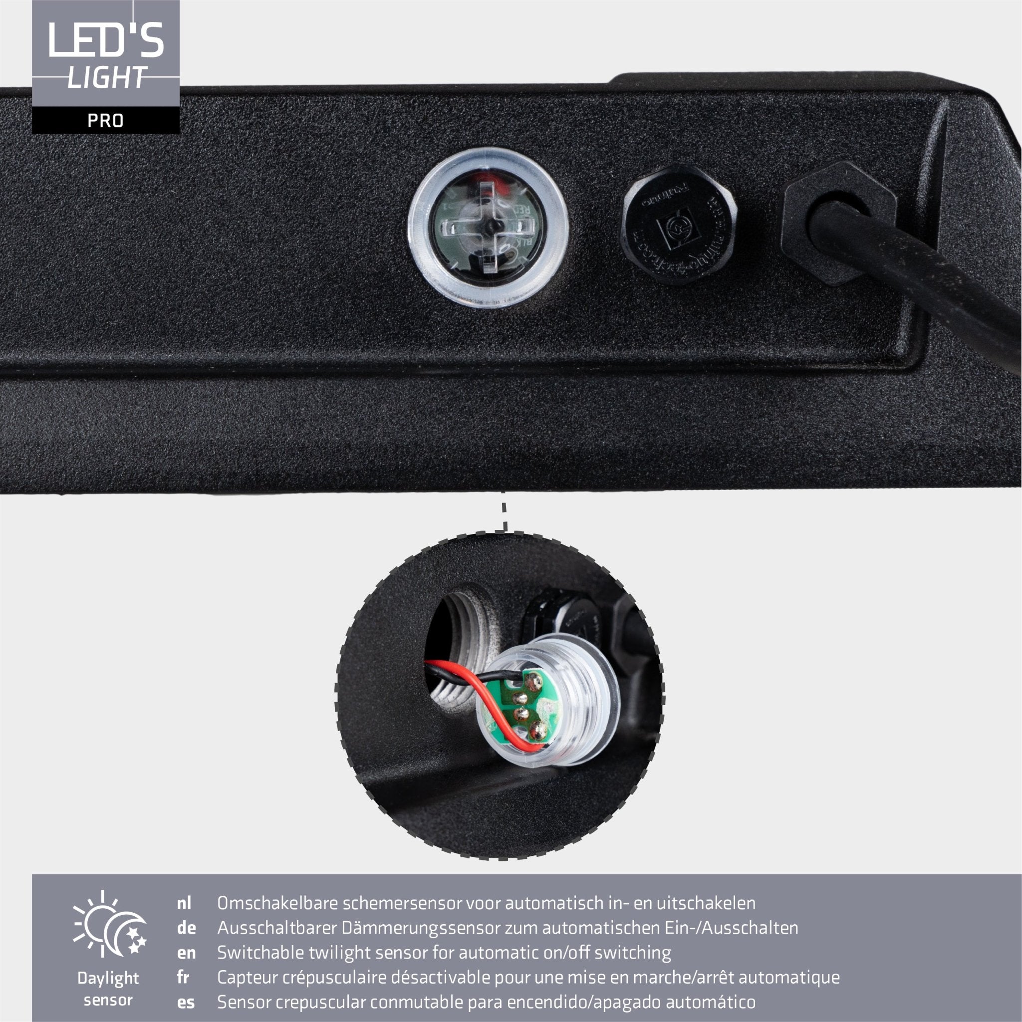 LED's Light Professionele LED Floodlight 37000 - 3 lichtstanden - Waterdicht - 200 watt - daglichtsensor Schijnwerpers LED.nl