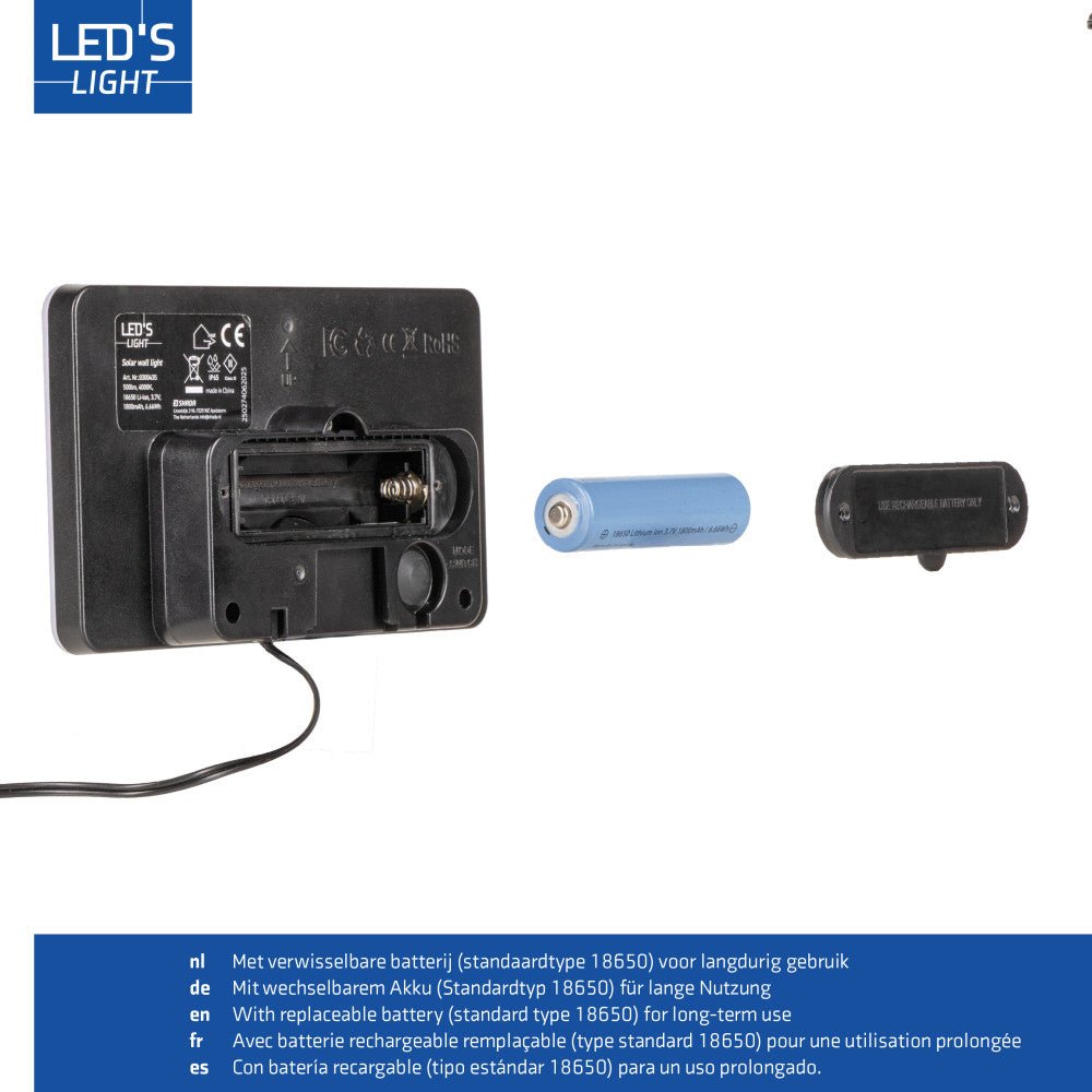 LED's Light Solar buitenlamp met sensor en zonnepaneel - 500lm 4000K - Zwart - IP65 Schijnwerpers LED.nl