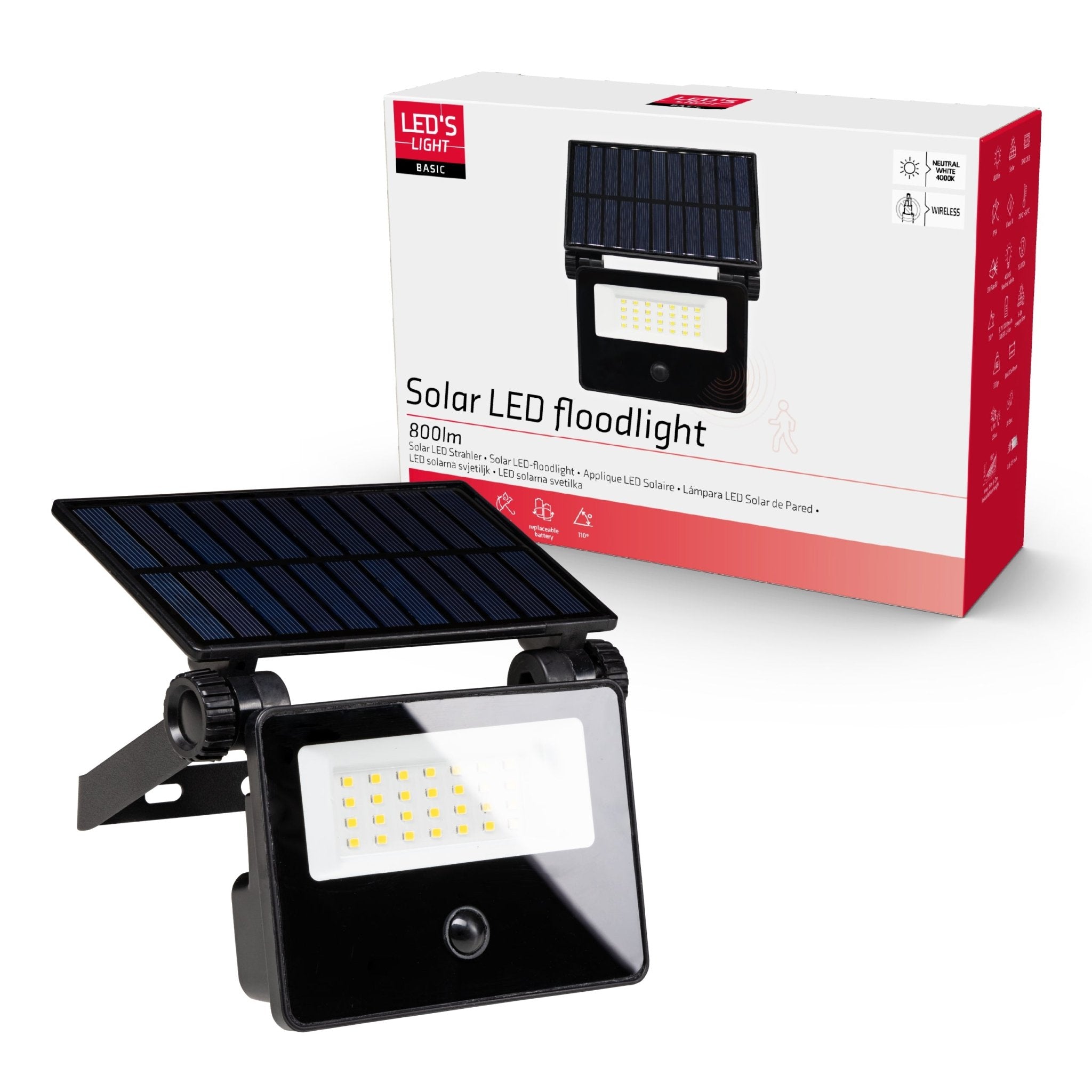 LED's Light Solar Schijnwerper met bewegingssensor - Volledig draadloze buitenlamp - Zwart Buitenlampen LED.nl