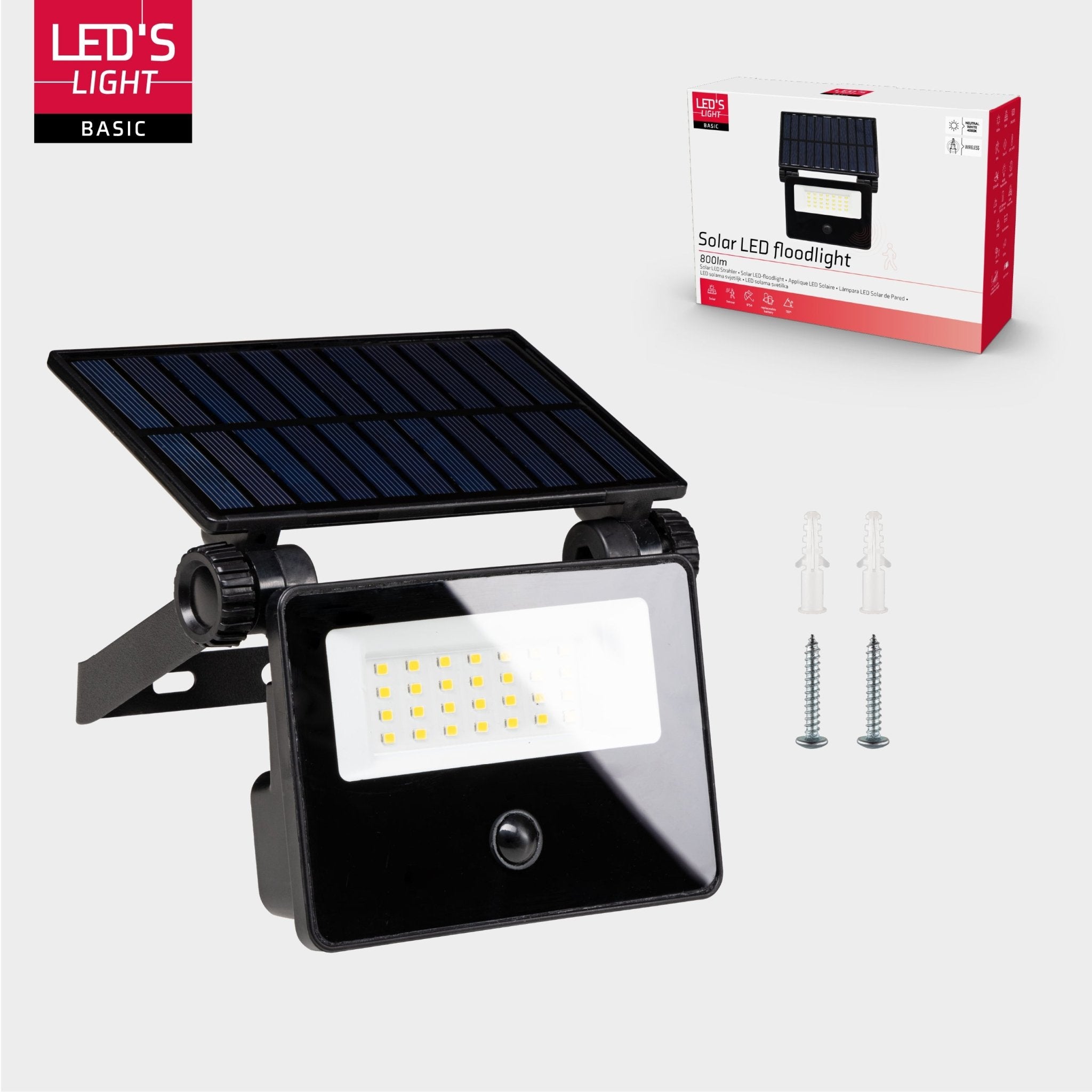 LED's Light Solar Schijnwerper met bewegingssensor - Volledig draadloze buitenlamp - Zwart Buitenlampen LED.nl
