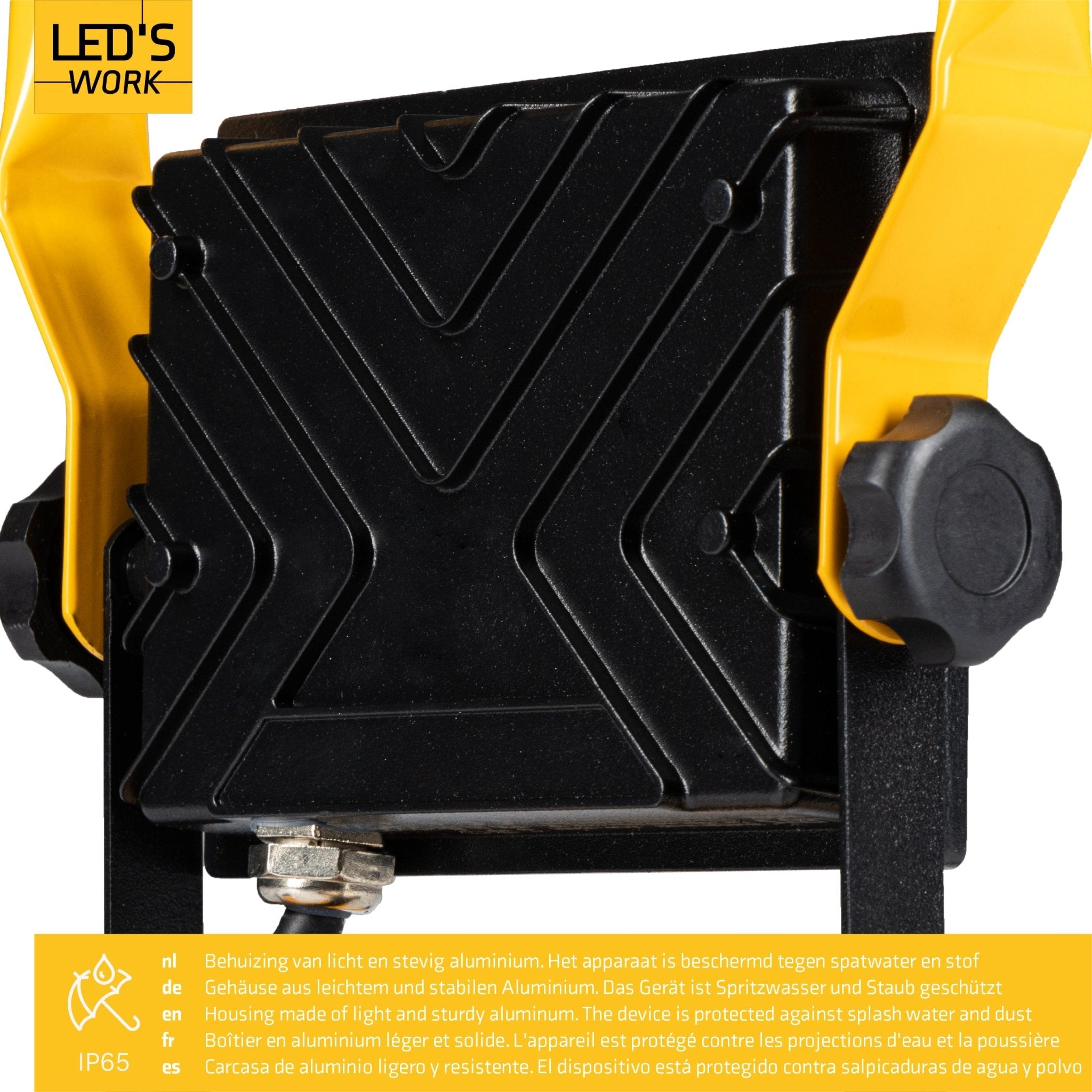 LED's Work Bouwlamp 3100 - Verstelbare beugel - Waterdicht (IP65) - Zwart geel Werklampen LED.nl