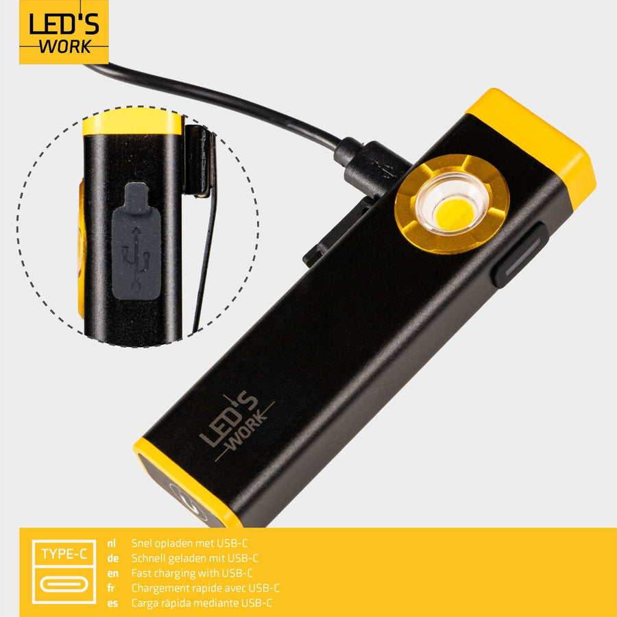 LED's Work Wiederaufladbare LED-Mini-Taschenlampe mit 3 Leuchtmodi (100, 500 und 700 Lumen) - LED.de