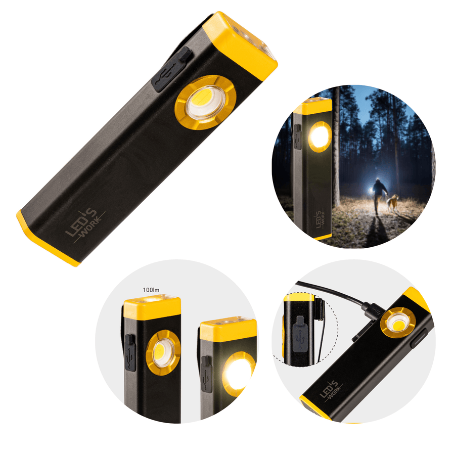 LED's Work Wiederaufladbare LED-Mini-Taschenlampe mit 3 Leuchtmodi (100, 500 und 700 Lumen) - LED.de