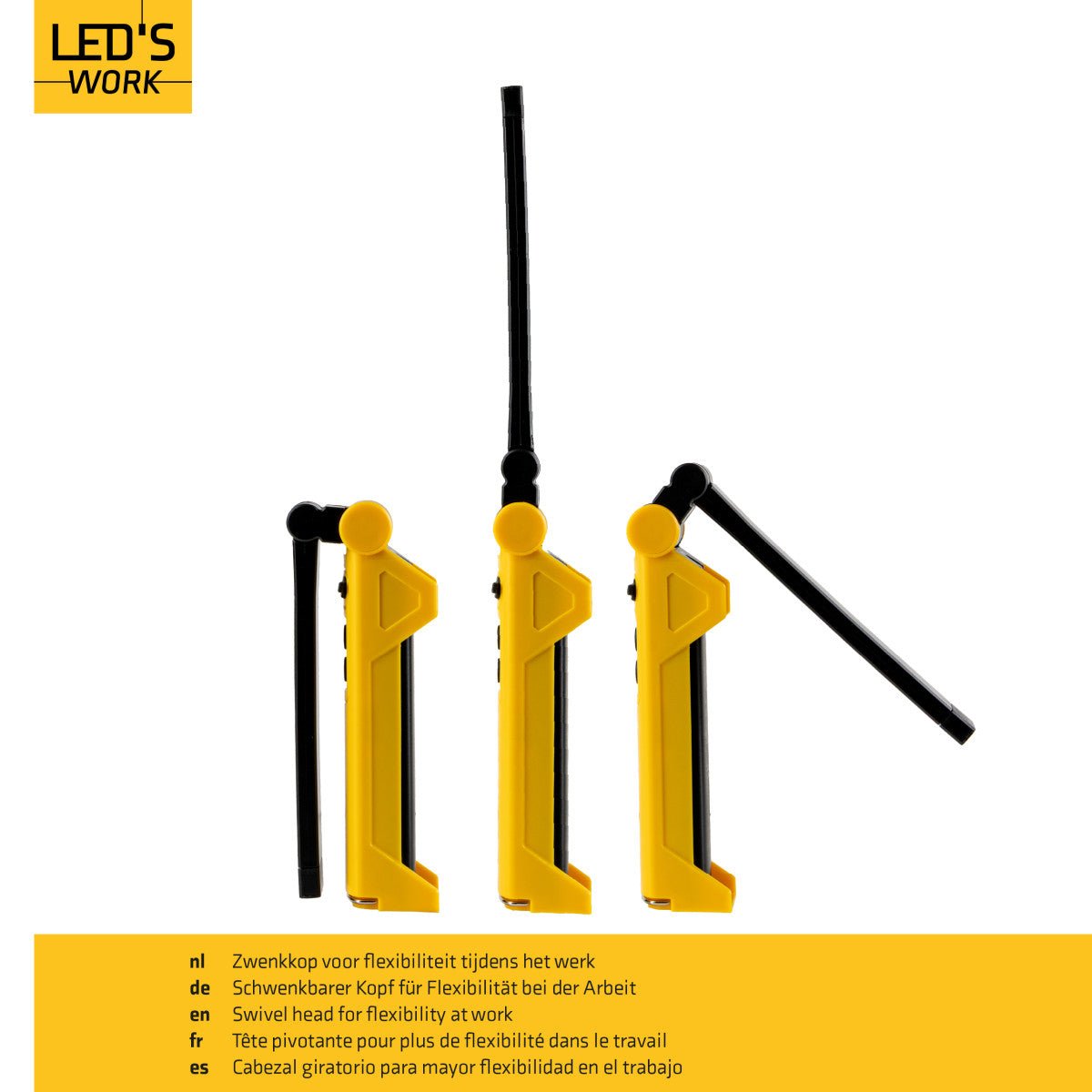 LED's Work Oplaadbare LED Werklamp op accu 600 - Werkt draadloos - Met magneet en haak Bouwlampen Led.nl
