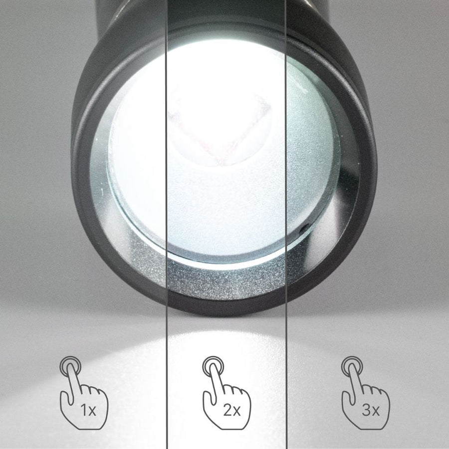 LED-Arbeitstaschenlampe mit Batterien (3x AAA) – 450 Lumen – IPX4 spritzwassergeschützt – Dimmbar in 3 Stufen - LED.de