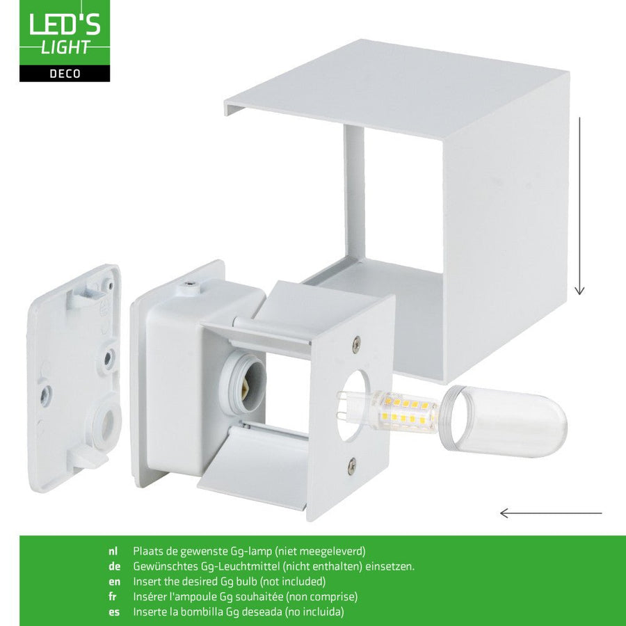Lumo Cube Weiß – Wandleuchte ohne Leuchtmittel – ohne 1xG9 – IP65 - LED.de