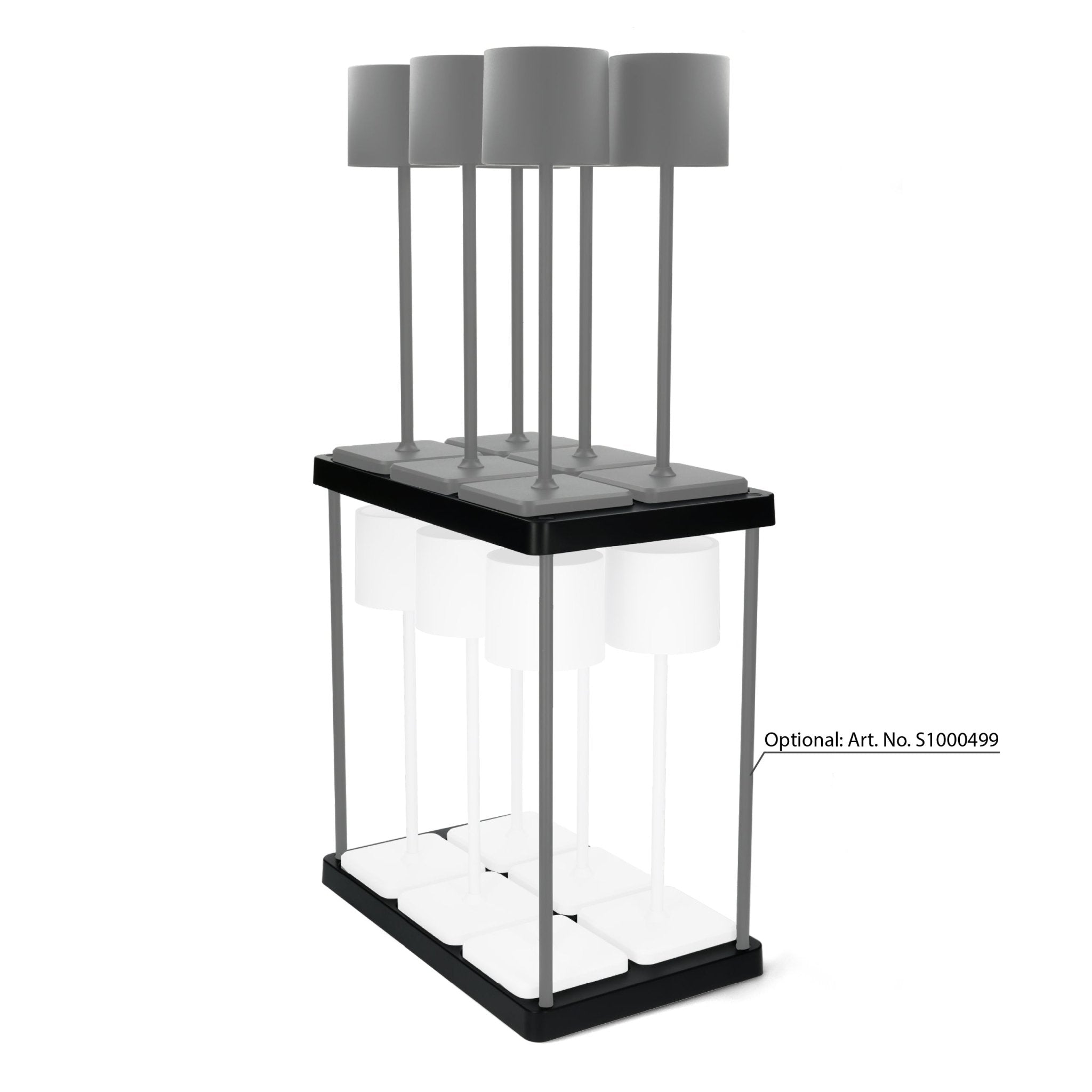 Oplaadstation voor 6 oplaadbare LED tafellampen - Docking met voeding - Zwart LED.nl