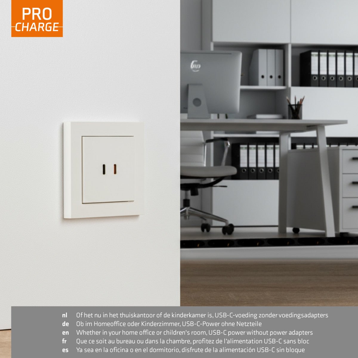 ProCharge USB-C inbouw wandcontactdoos stopcontact duo - 2 snelladers USB-C poorten - Universeel - Wit Stekkers LED.nl