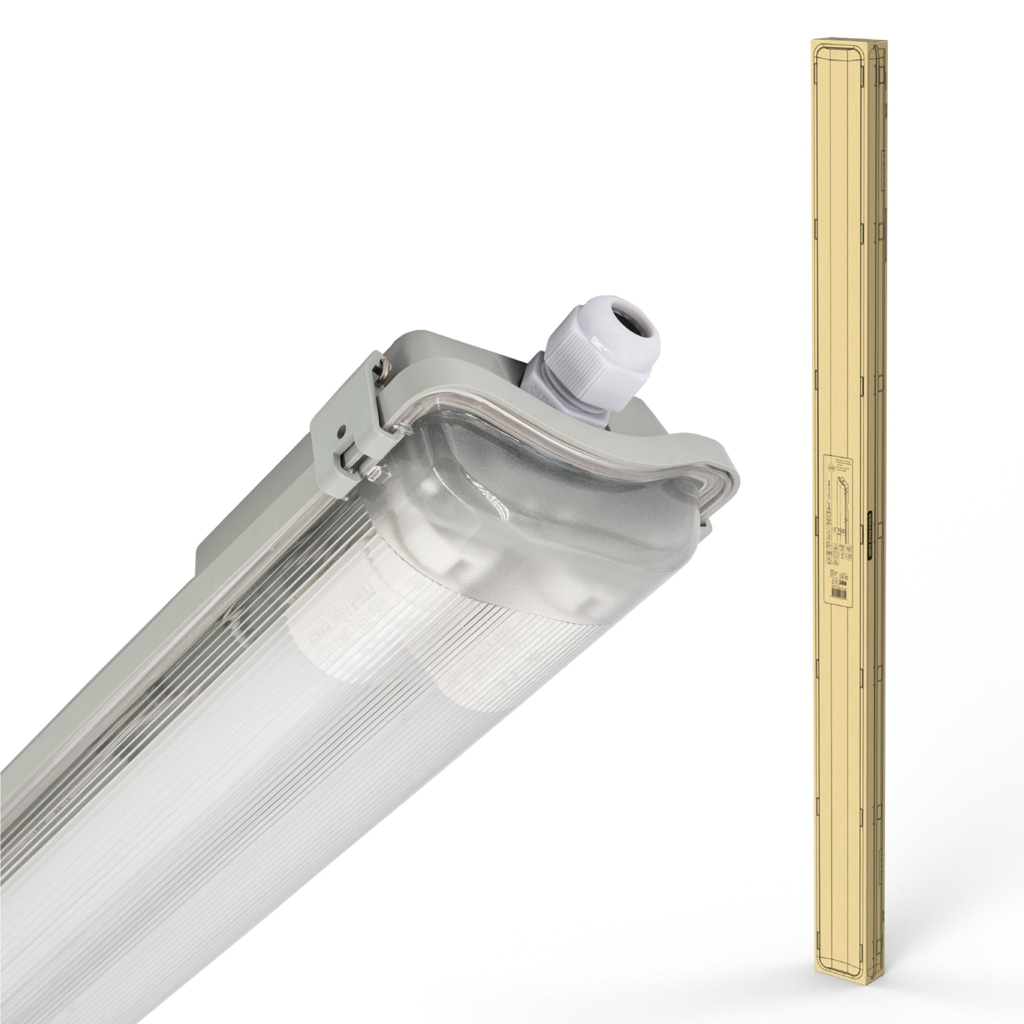 Proventa LED TL 4 dubbel armaturen met 8 buizen 150 cm - Koud wit licht 6500 K - Waterdicht - 4 stuks TL verlichting LED.nl