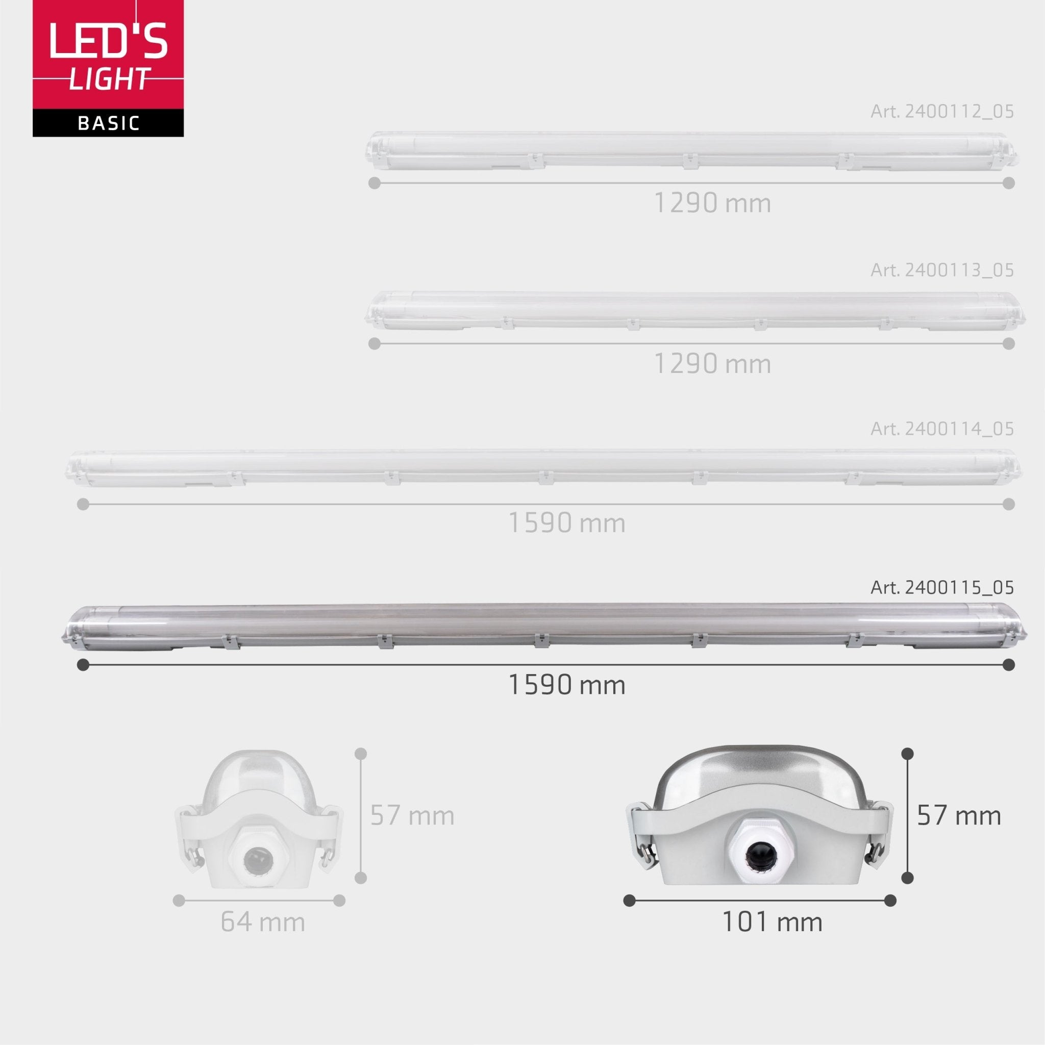 Proventa LED TL dubbel armatuur met 2 buizen 150 cm - Koud wit licht 6500 K - Waterdicht - Complete set TL verlichting LED.nl