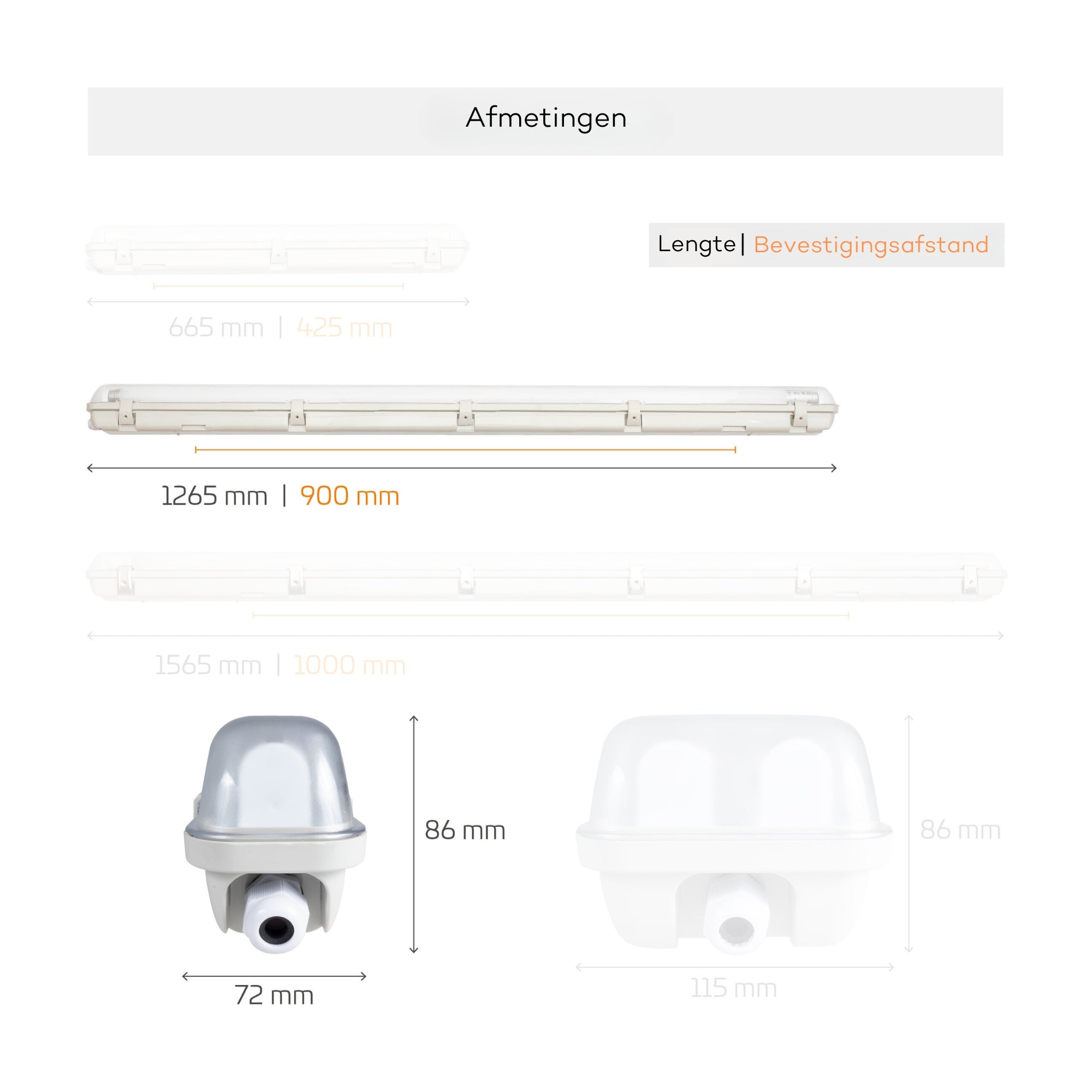 Proventa TL verlichting LED 120 cm - LED TL armatuur incl. LED buis - Waterdicht - 1800 lm - IP65 - 4000K TL verlichting LED.nl