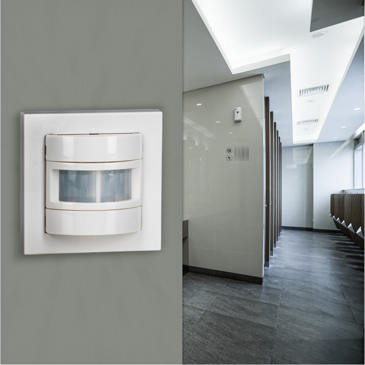 Wandschakelaar met Bewegingssensor - 55 x 55 mm inbouw - Compatibel met LED - Wit LED.nl