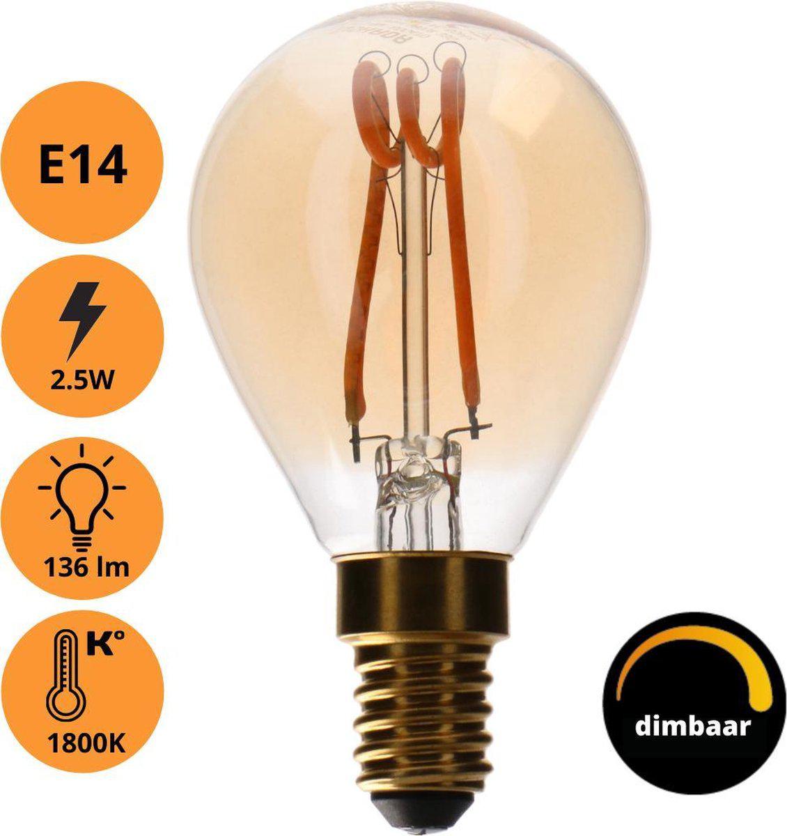 Proventa DECO LED Filament lamp E14 - Model XS globe - Dimbaar - _ 45 mm - Extra warm wit Lichtbronnen LED.nl