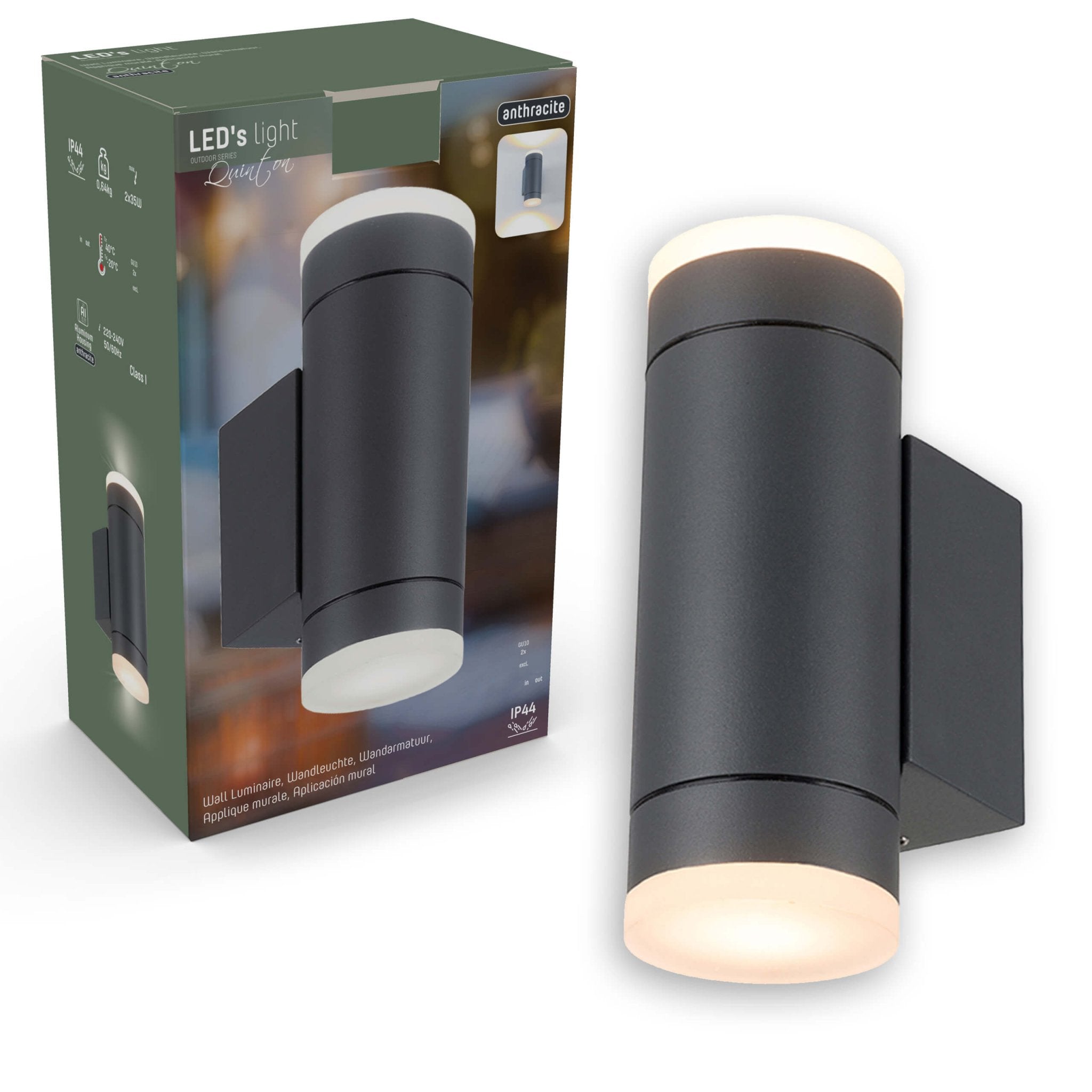 2 pack LED's Light AllWeather dubbele buitenlamp - Schijnt naar boven & beneden - IP44 - Antraciet Buitenlampen LED.nl